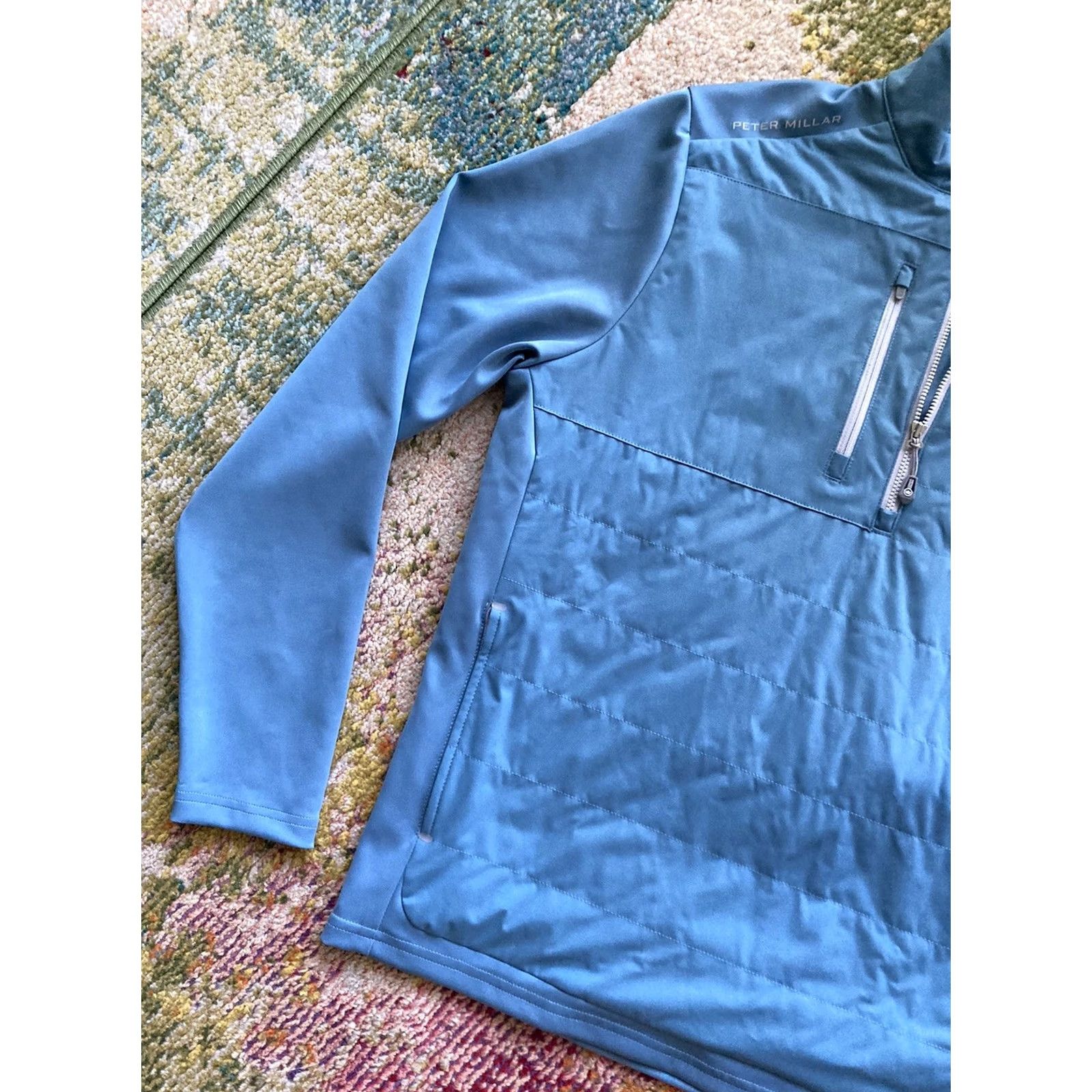 Peter Millar Peter Millar Jacket Mens Medium Weld Elite Hybrid 1/2 Zip Performance Light Blue Windbreaker Blue M Mens Size US M / EU 48-50 / 2 - 2 Thumbnail