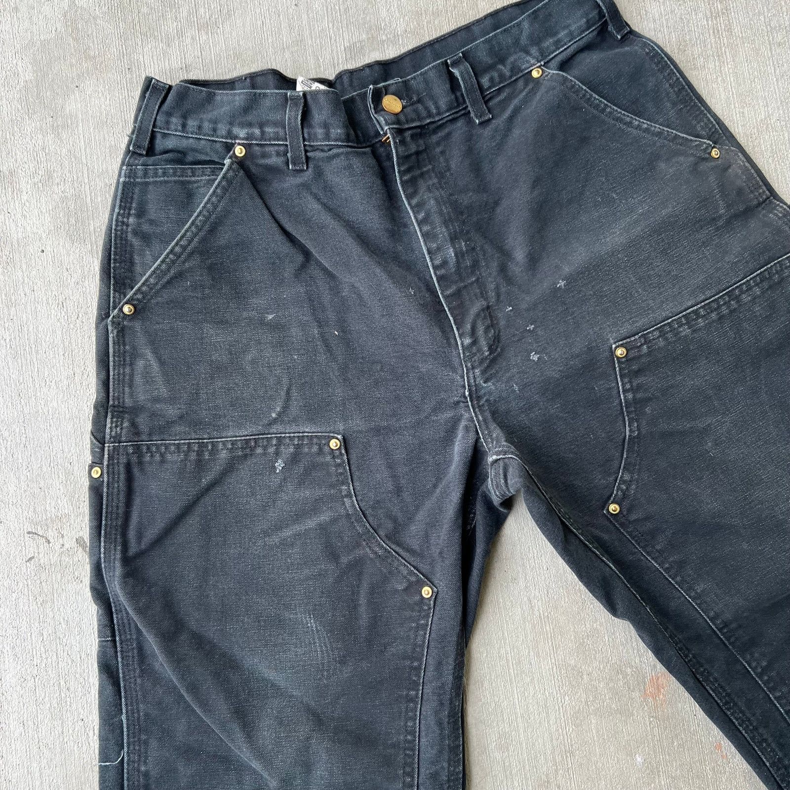 Carhartt × Vintage Carhartt faded black double knee work wear carpenter pants Size US 31 - 6 Thumbnail