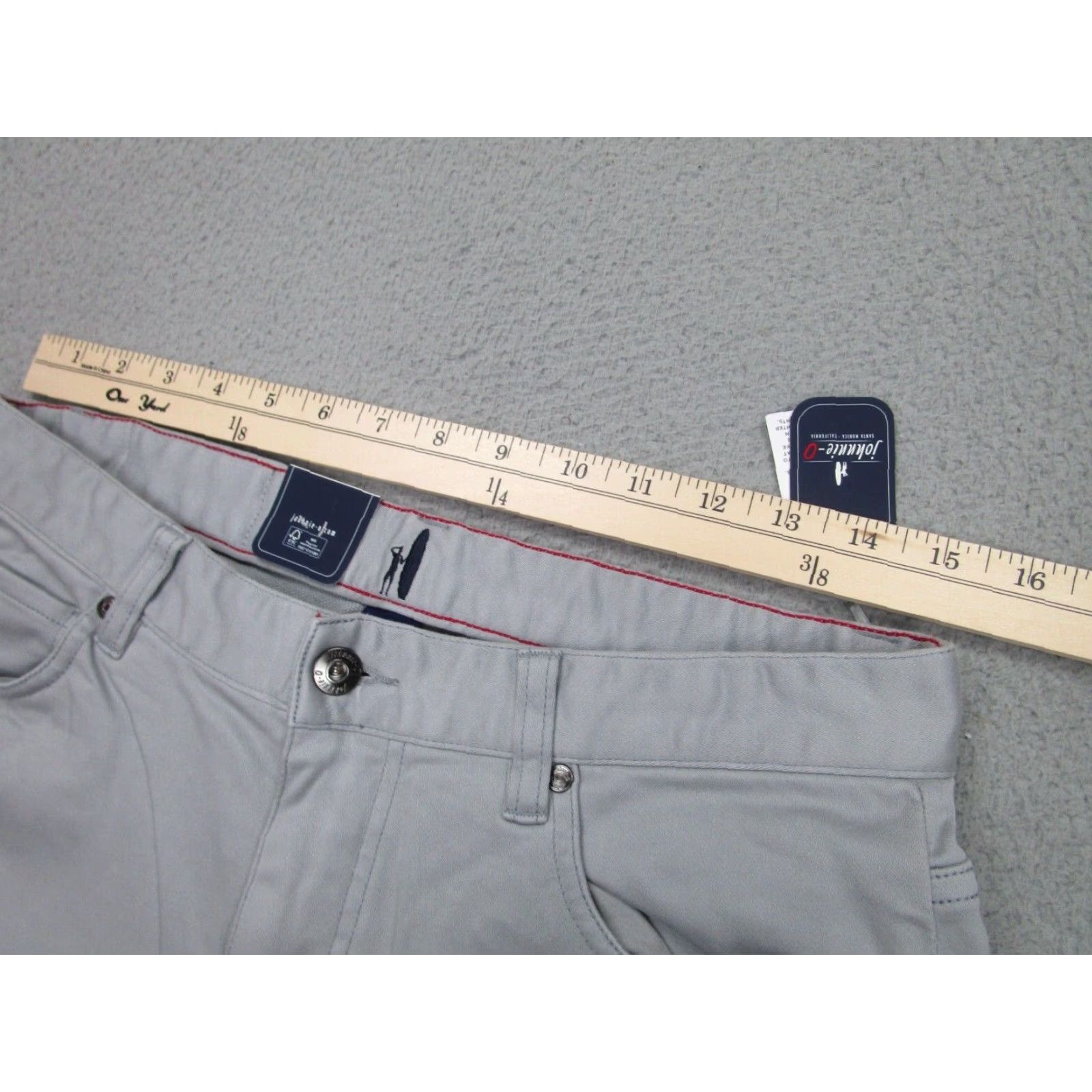 johnnie-O JOHNIE-O Slim Fit Chino Pants Mens Gray 30x34 Straight Leg Cotton Blend Preppy Size US 30 / EU 46 - 4 Thumbnail