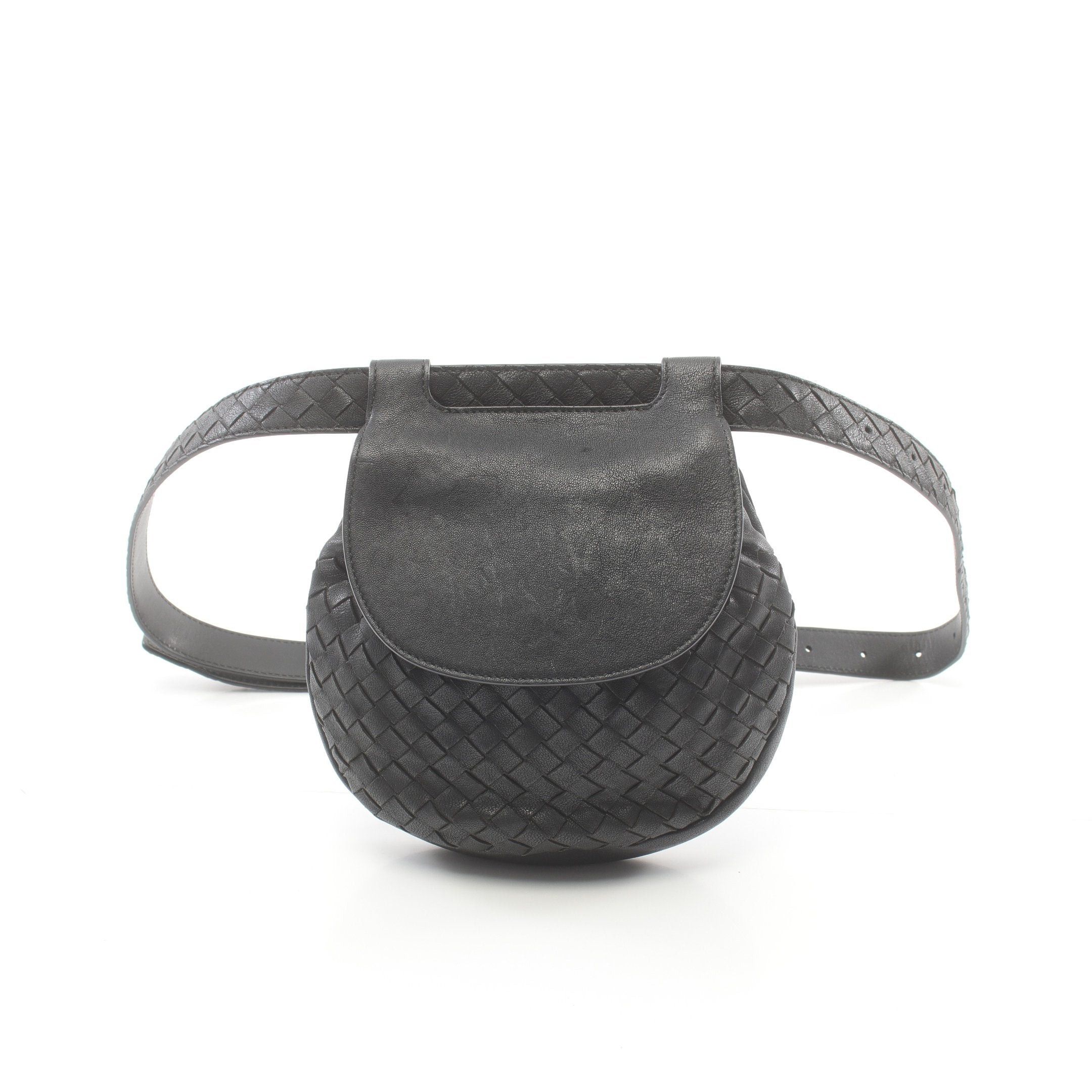 Bottega Veneta Bottega Veneta Intrecciato Waist Bag Leather Black Size ONE SIZE - 1 Thumbnail