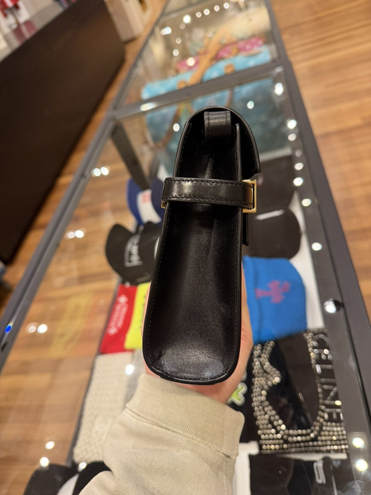 Saint Laurent Paris YSL Manhattan Shoulder Bag In Box Leather Black Small Size ONE SIZE - 4 Thumbnail