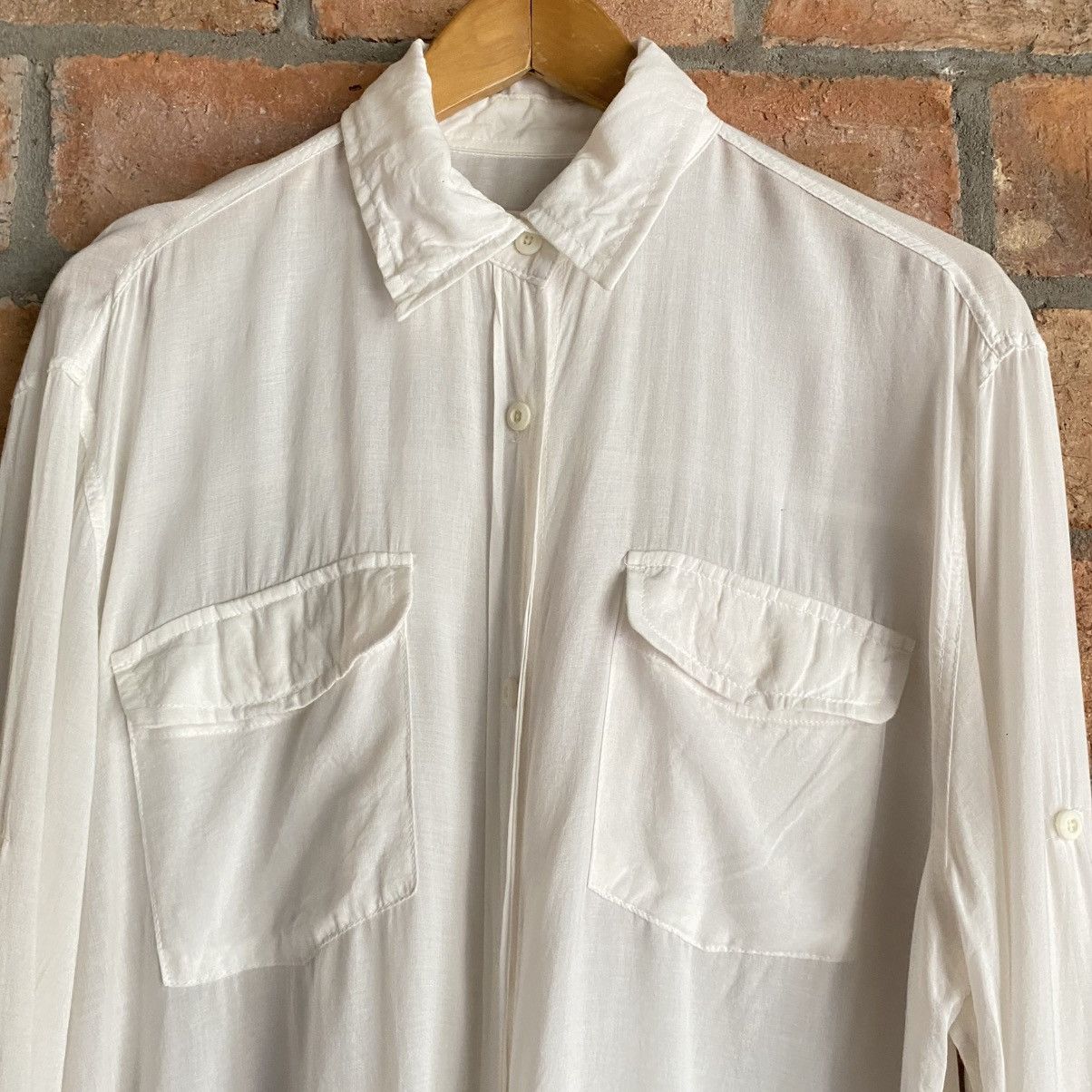 Japanese Brand G.O.A White Soft Pocket Shirt Size ONE SIZE - 6 Thumbnail