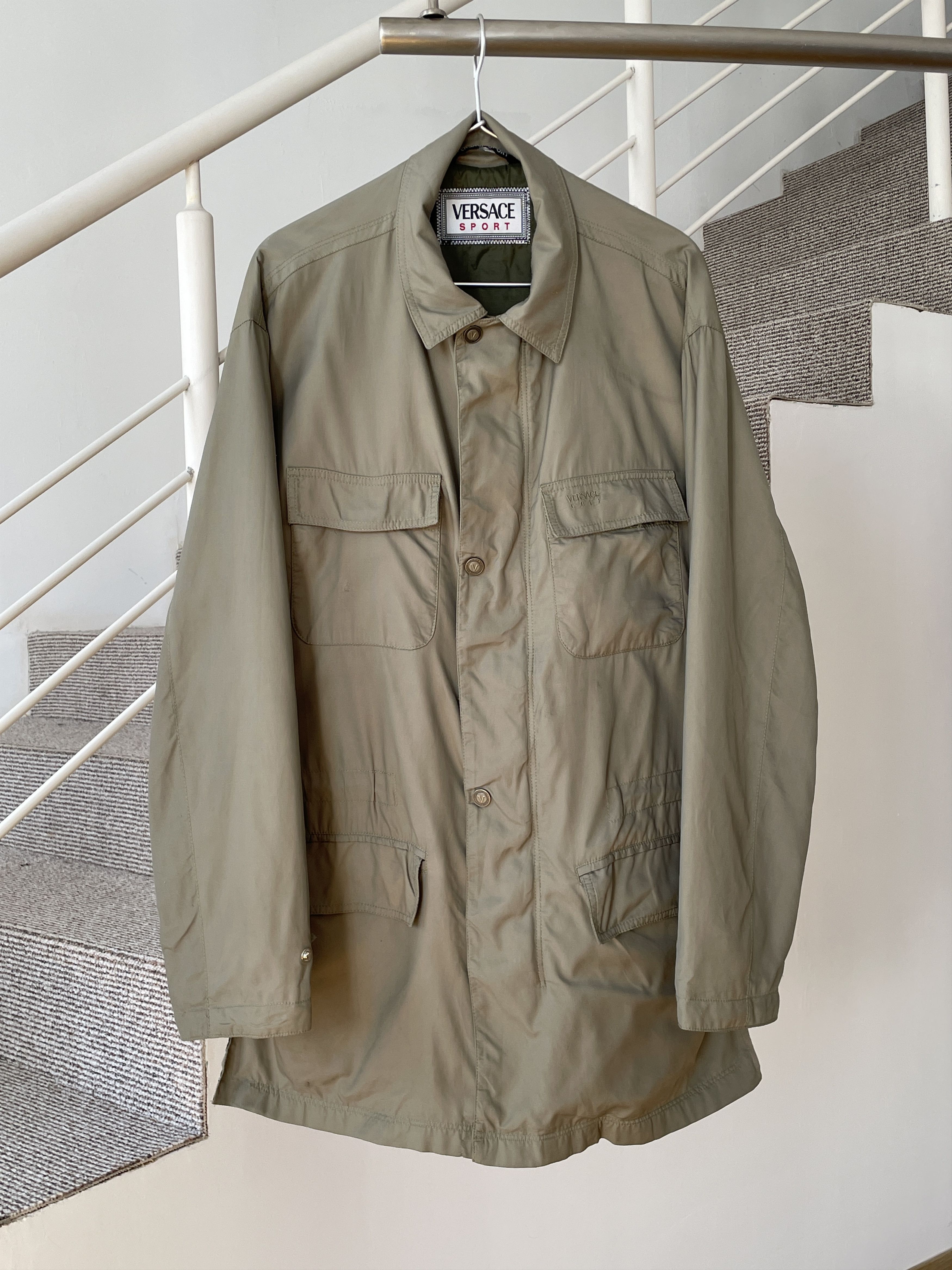 image of M 65 Field Jacket x Versace Jacket Shell Mac Coat Field Military Army 90's A7920 in Khaki Green (Si