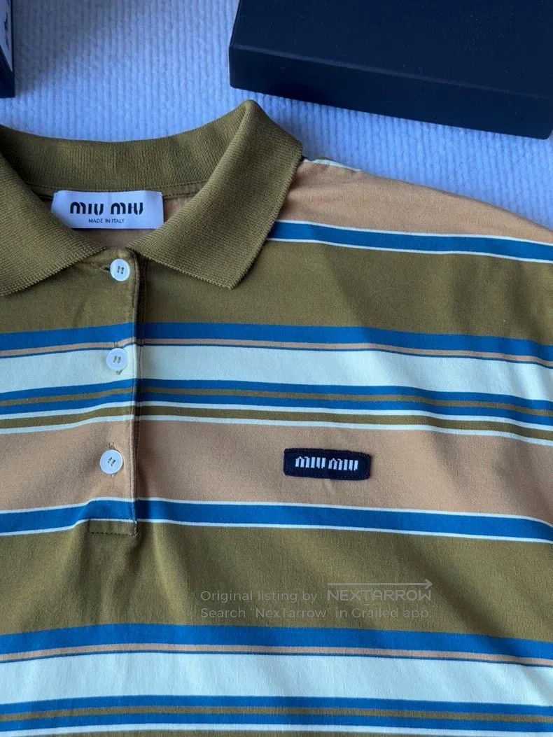 Miu Miu Miu Miu Size XS Striped PoLo shirt Size XS / US 0-2 / IT 36-38 - 4 Thumbnail