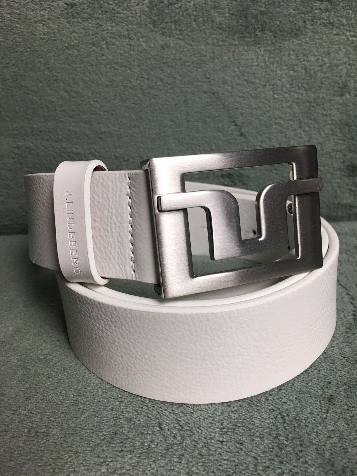 J.Lindeberg J. Lindeberg Leather White Logo Buckle Belt Size 40" 110 cm Size 40 - 1 Thumbnail