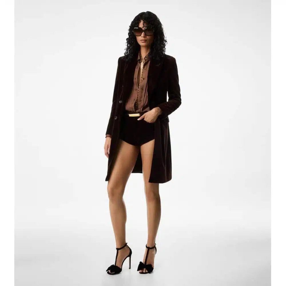Tom Ford o1loc1c0126 CP1599 Cotton Velvet Double breasted Coat Size S / US 4 / IT 40 - 3 Thumbnail