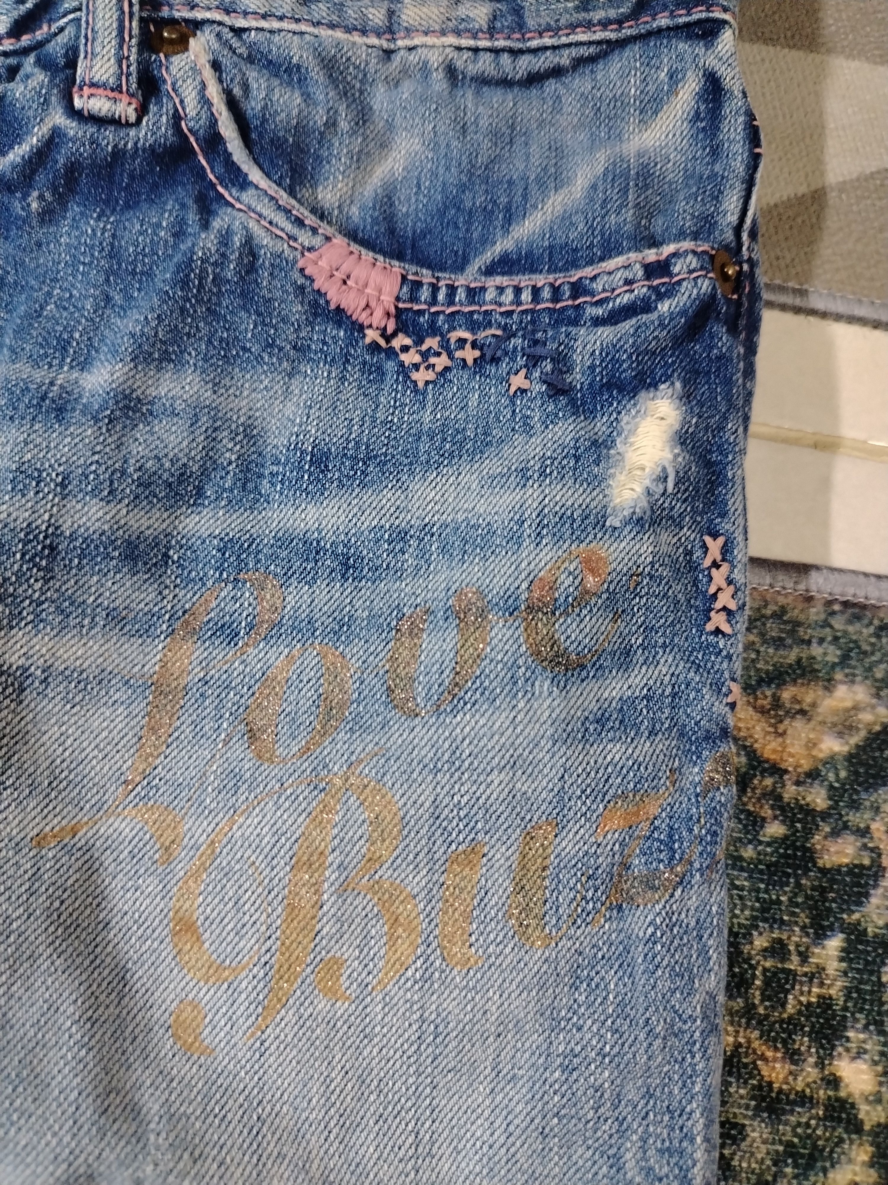 Hysteric Glamour × Japanese Brand Hysteric Glamour Love Buzz Distressed Embroidered Studded Size 30" / US 8 / IT 44 - 8 Thumbnail