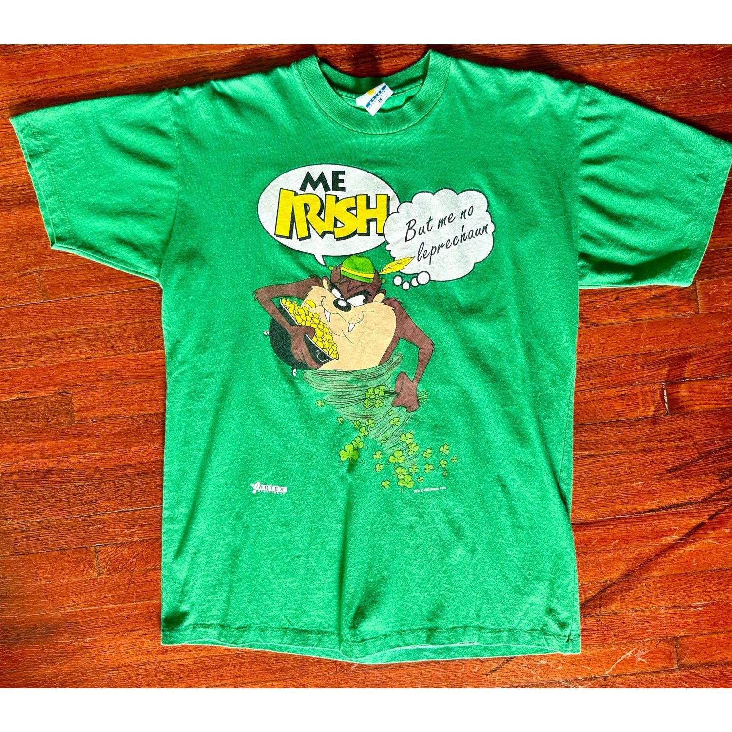 Vintage Vintage 90’s Tasmanian Devil Green Irish T Shirt Med Large Size US L / EU 52-54 / 3 - 1 Thumbnail