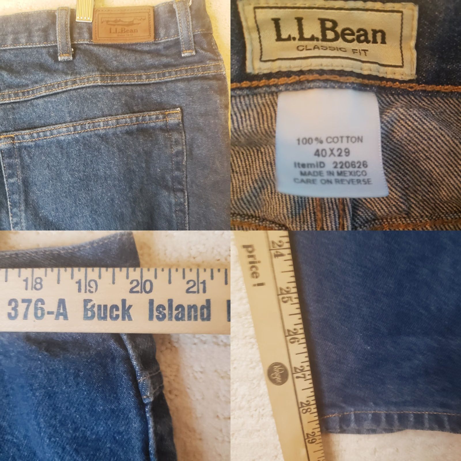 Vintage L.L. Bean Classic Fit Jeans Mens 40x29 Denim Blue 5-Pocket Zip Mid Rise 100% Cotton Jeans Size US 40 / EU 56 - 10 Thumbnail