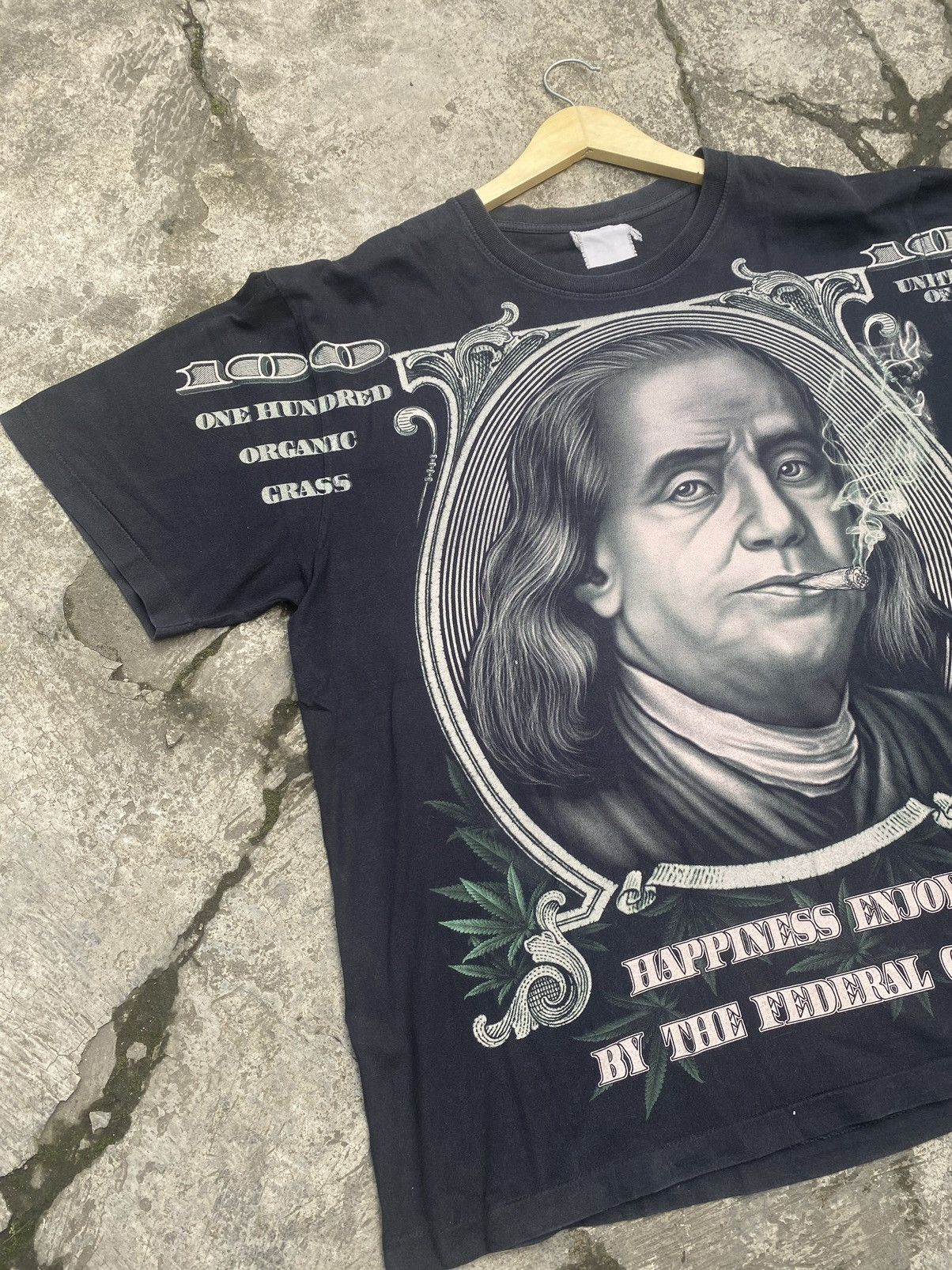 Rap Tees Vintage Benjamin Franklin Money AOP Weed Parody Size US XL / EU 56 / 4 - 5 Thumbnail