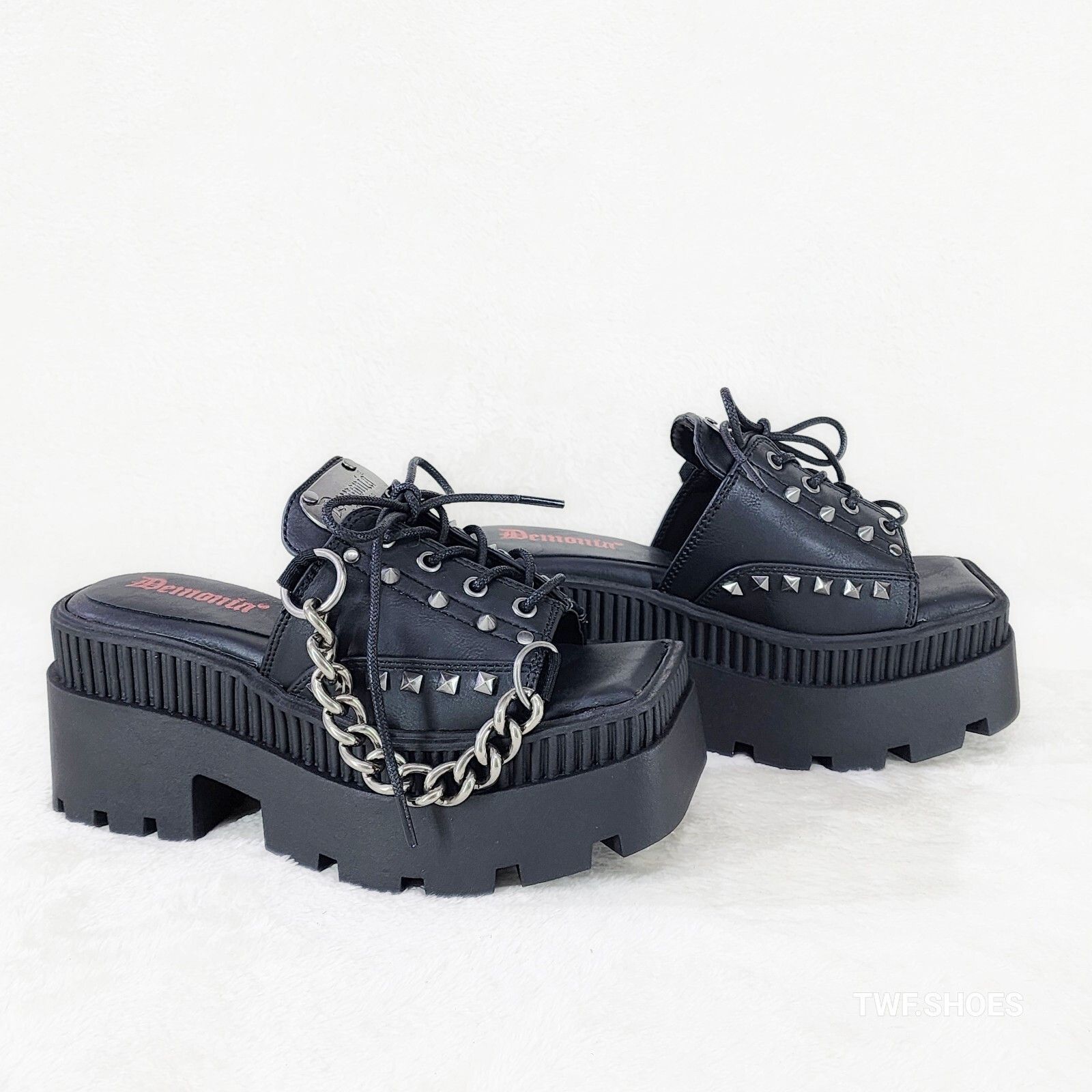 Other Wicked Wrath 58 Square Toe Goth Lace Up Big Buckle Strap Ank Size US 9 / IT 39 - 7 Thumbnail