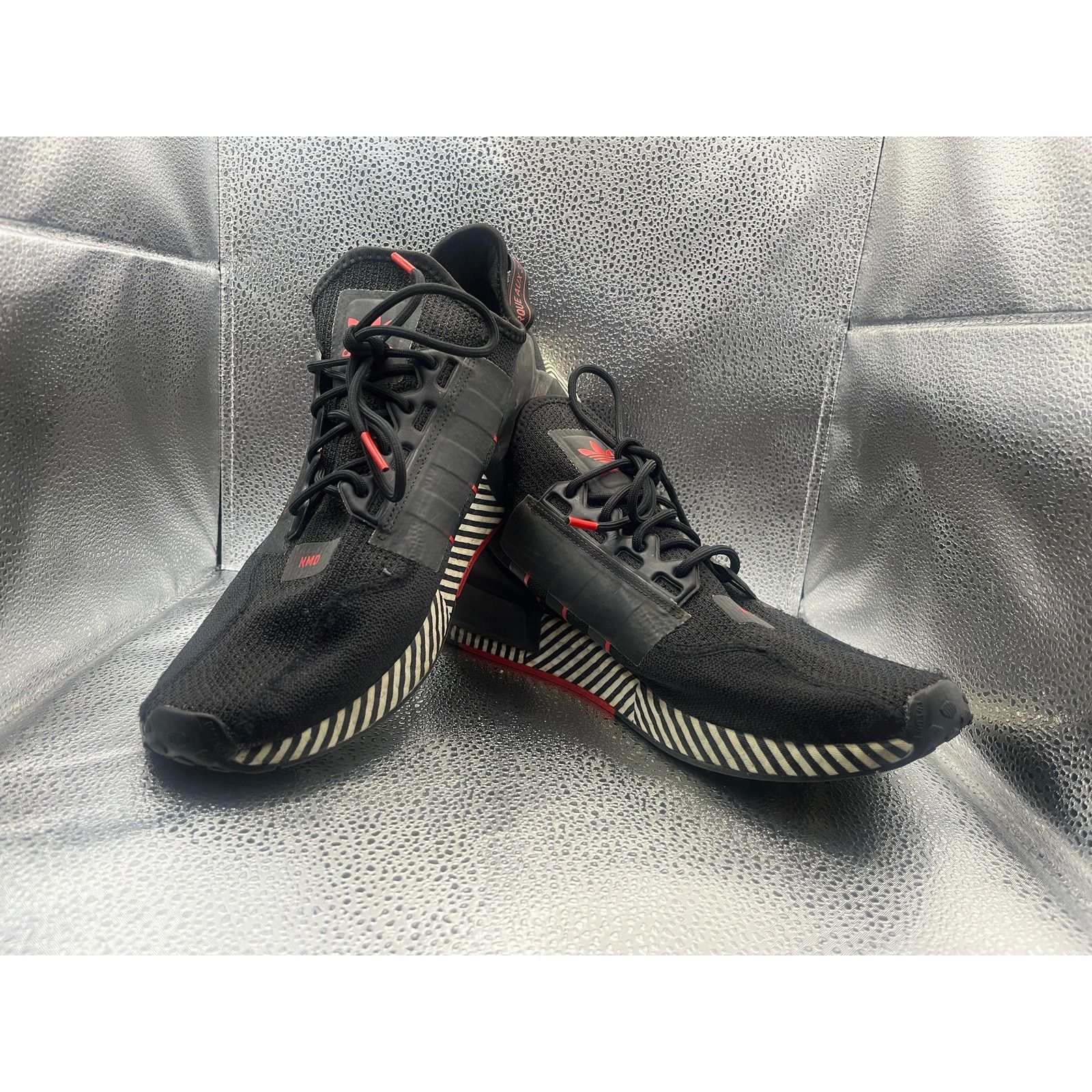 Adidas Adidas Mens Boost NMD_R1 V2 Dazzle Black Scarlet Sneakers 12 Size US 12 / EU 45 - 1 Thumbnail