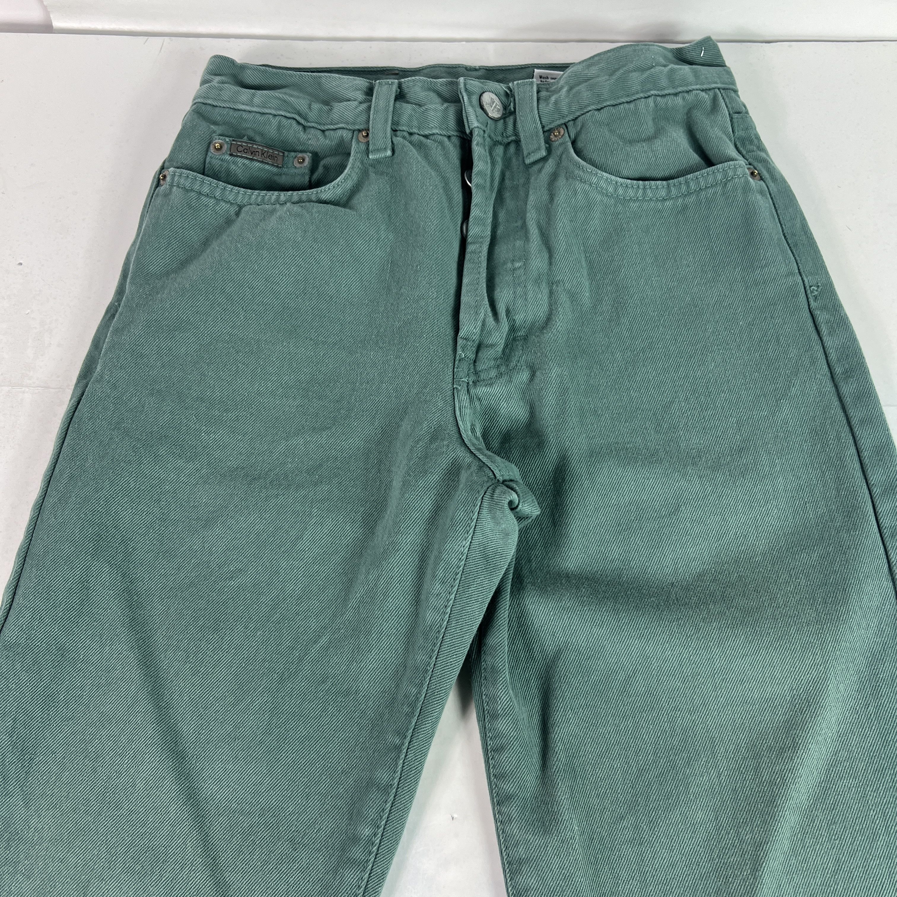 Calvin Klein VTG Calvin Klein Jean's Straight Green Faded Denim USA Made Size 26" / US 2 / IT 38 - 2 Thumbnail