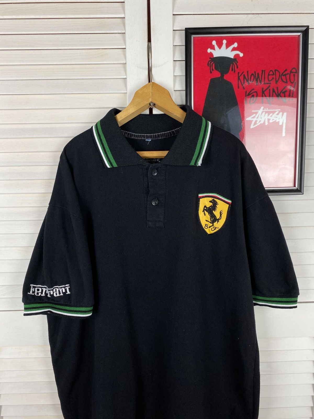 Ferrari Vintage Shirt Rugby Polo Ferrari Big Knit Logo Patch Racing Size US L / EU 52-54 / 3 - 3 Thumbnail