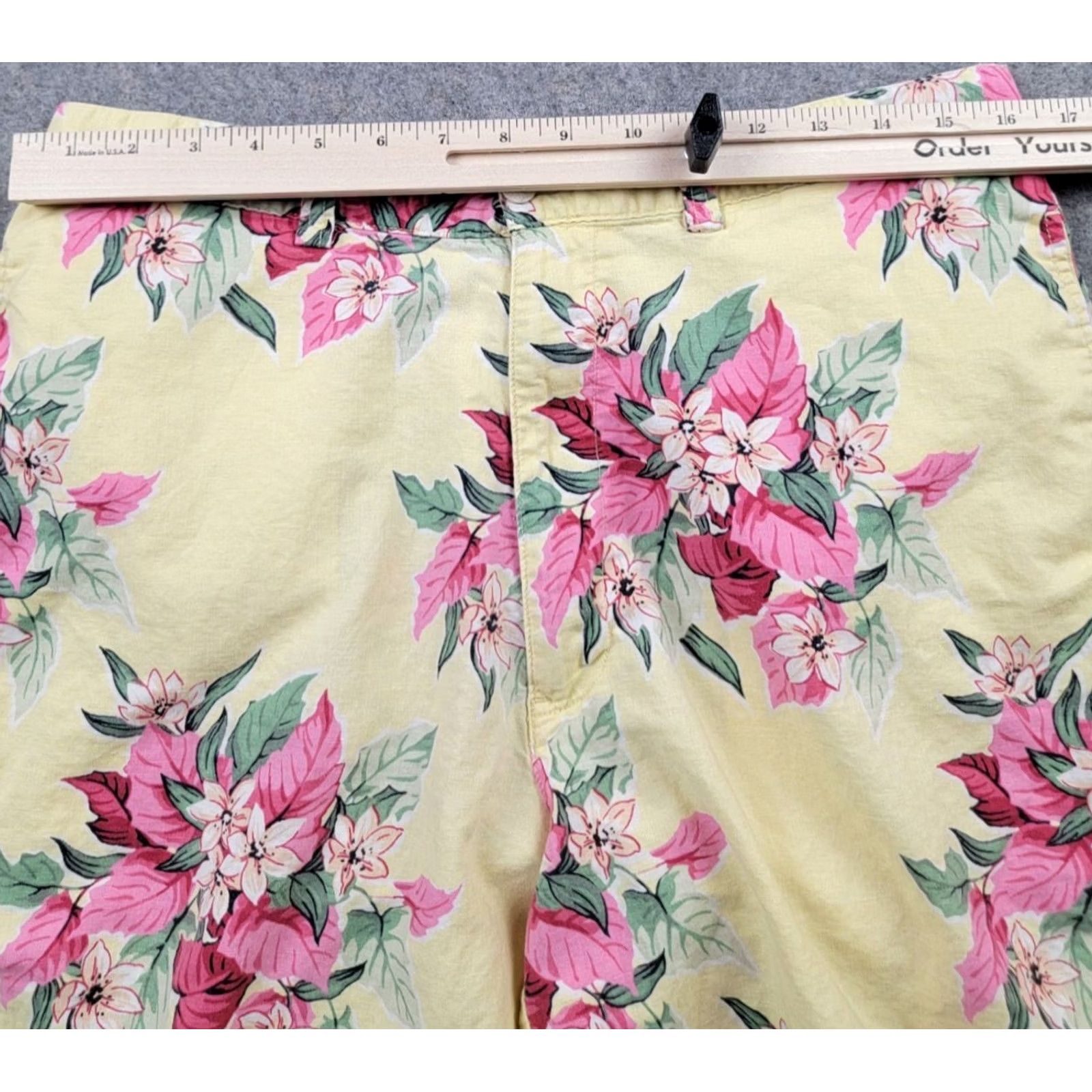 Ralph Lauren Polo Golf Gordon Shorts Mens 35 Yellow Floral Cotton Linen Chino Zip Pockets Stylish Casual Summer Vintage: No Size US S / EU 44-46 / 1 - 5 Thumbnail