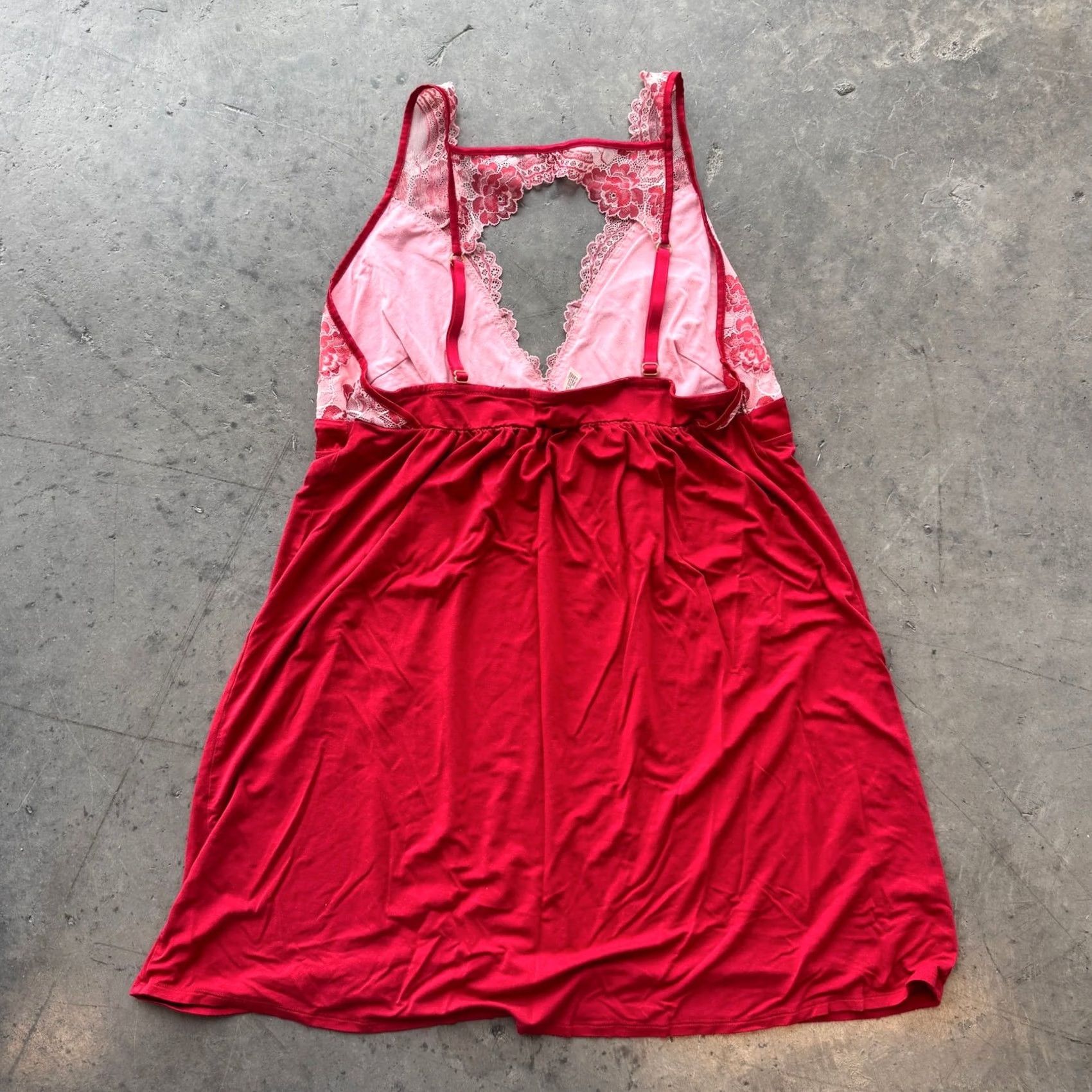 Vintage VINTAGE Soma Cool Nights Red Lace Trim Nightie Chemise Women Large Dress Womens Size ONE SIZE - 2 Thumbnail