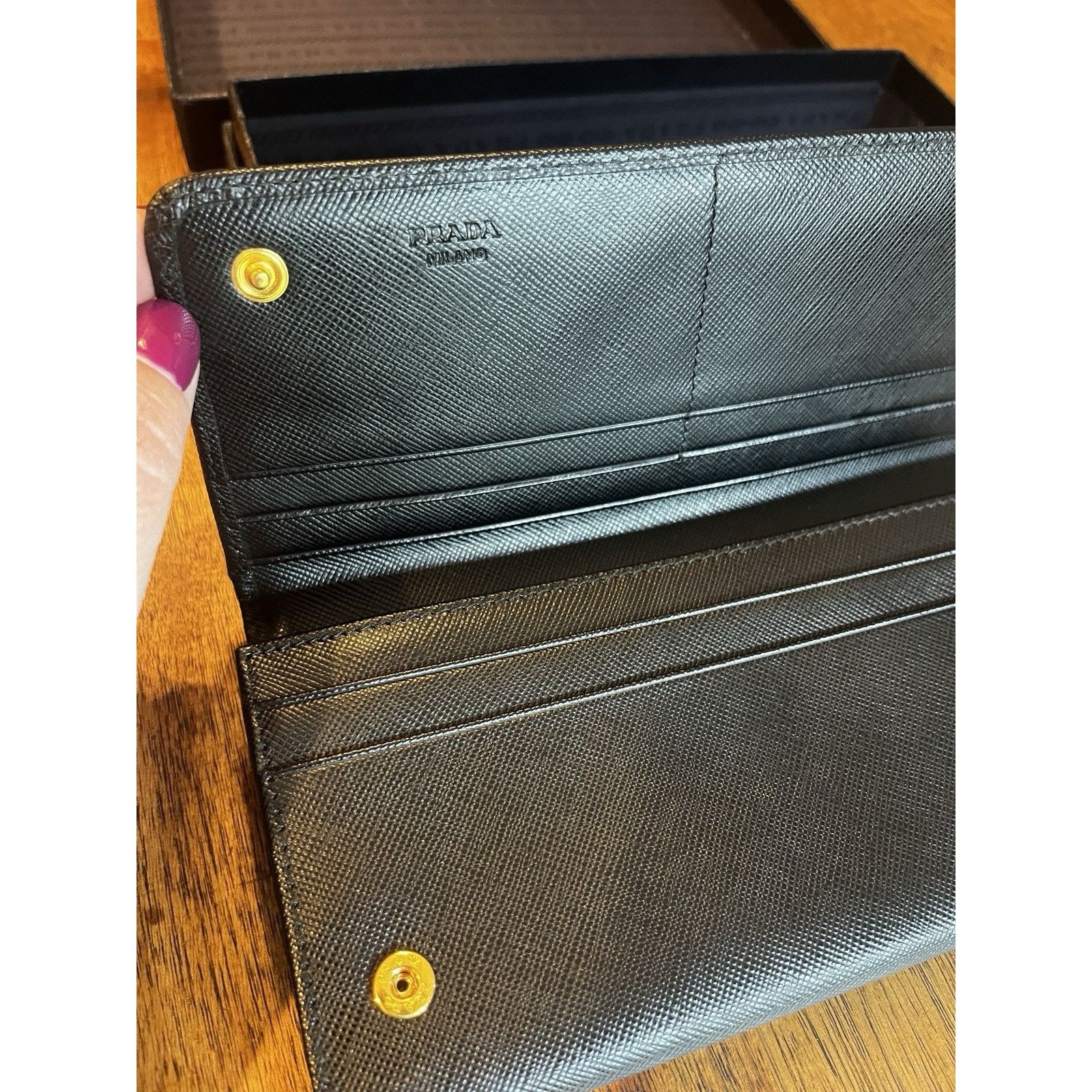 Prada Prada Large Saffiano Leather Wallet 100% Authentic Black Size ONE SIZE - 12 Thumbnail