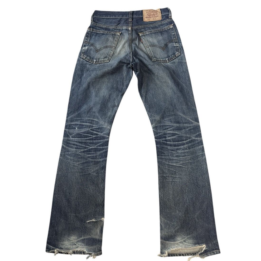 If Six Was Nine Flared Vintage 90s Levis 517 Bootcut Whisker Destroyed Denim Size US 28 / EU 44 - 2 Thumbnail