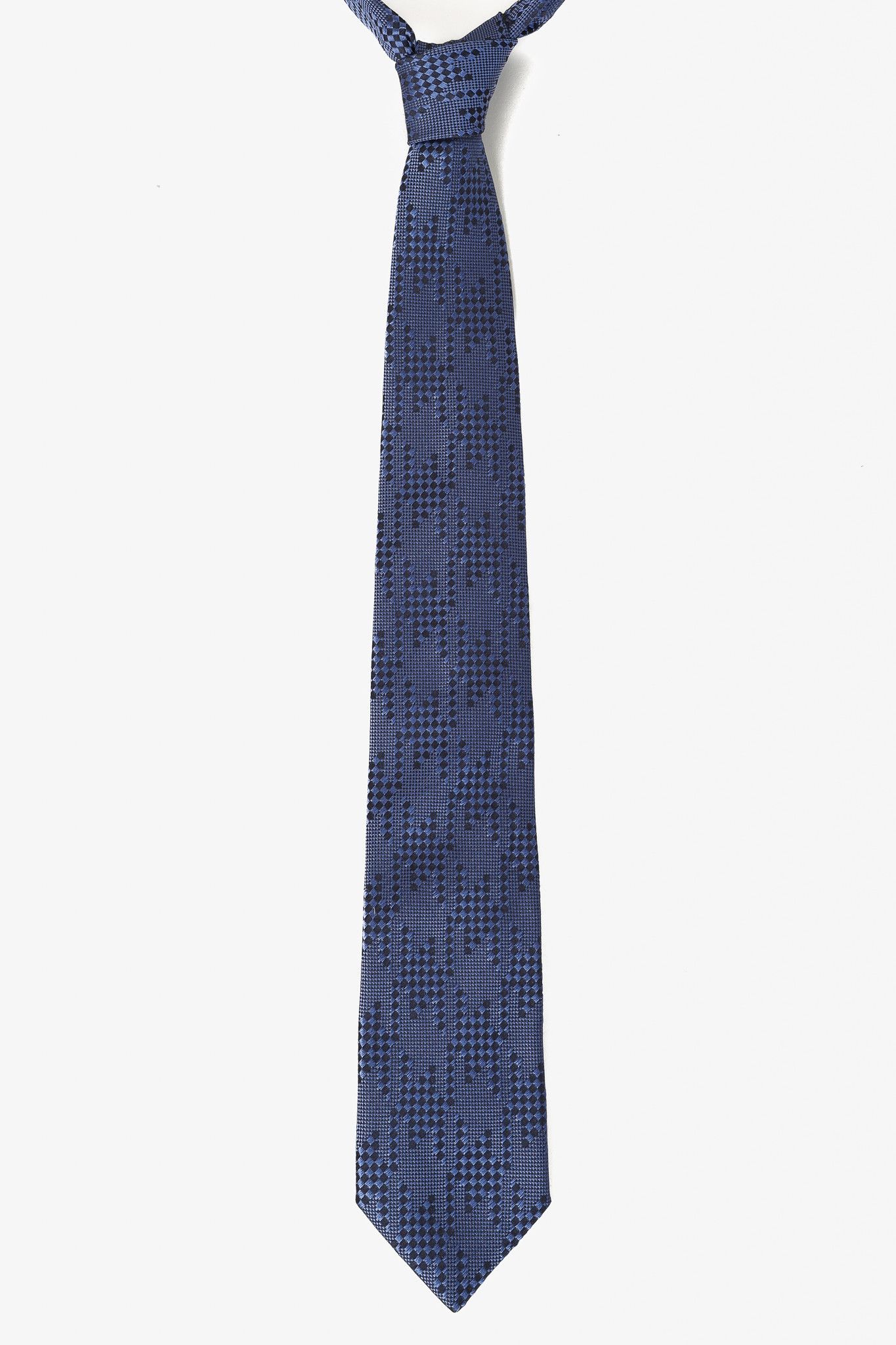 Etro Etro Blue and Navy Abstract Check Textured Silk Necktie Size ONE SIZE - 2 Thumbnail