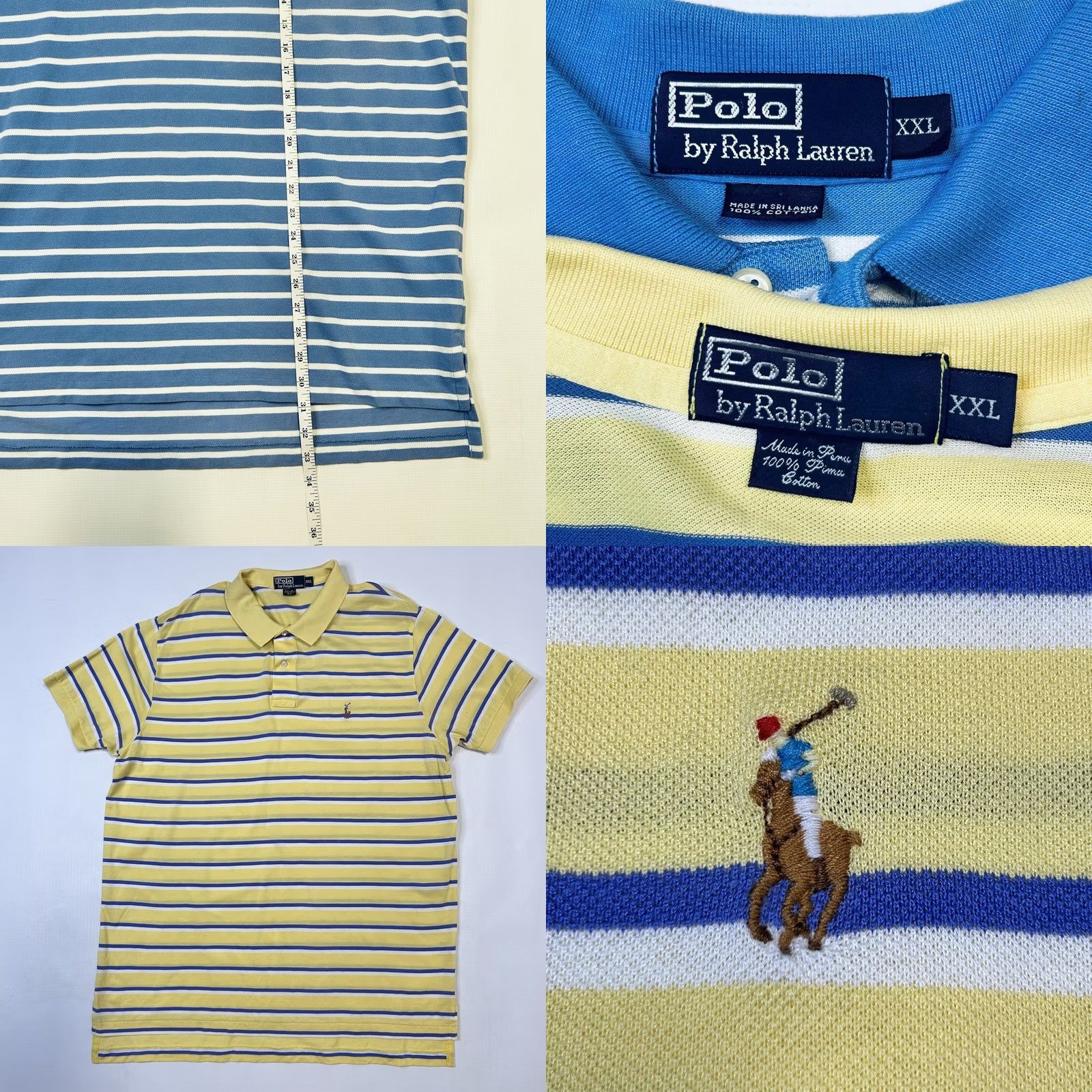 Polo Ralph Lauren VINTAGE Polo Ralph Lauren Polo Shirt Mens 2XL Striped Yellow Blue Flesh Pony Lot Of 2 Size US XXL / EU 58 / 5 - 8 Thumbnail