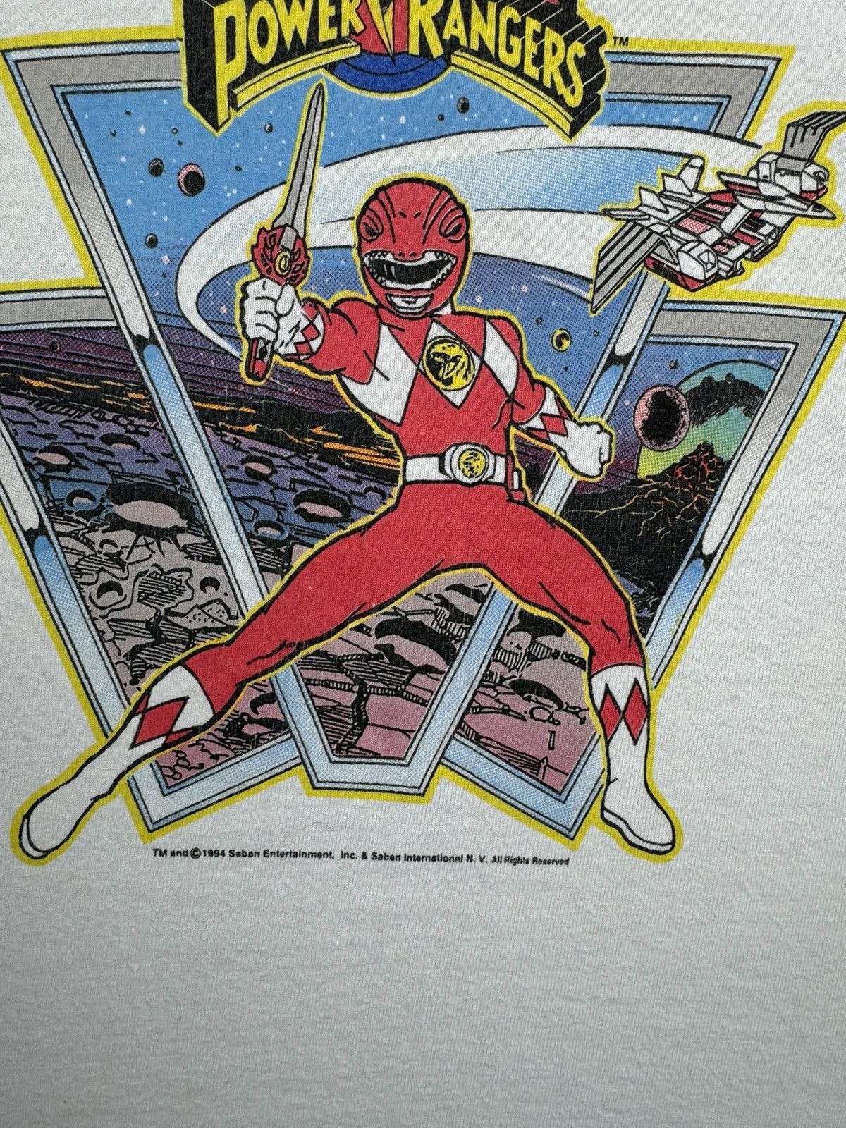Vintage Vintage 1994 Power Rangers Mighty Morphin Big Logo Tee Size US XS / EU 42 / 0 - 3 Thumbnail