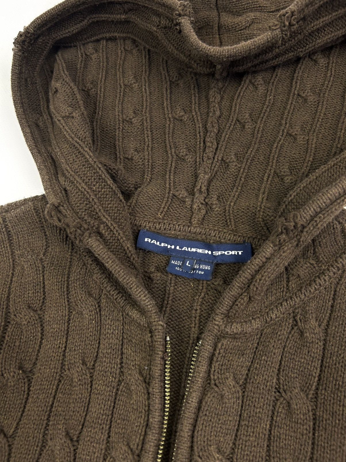 Ralph Lauren Sport Vintage Ralph Lauren Knitted Zip Hoodie Sweater Rare Bronw Size L / US 10 / IT 46 - 8 Thumbnail