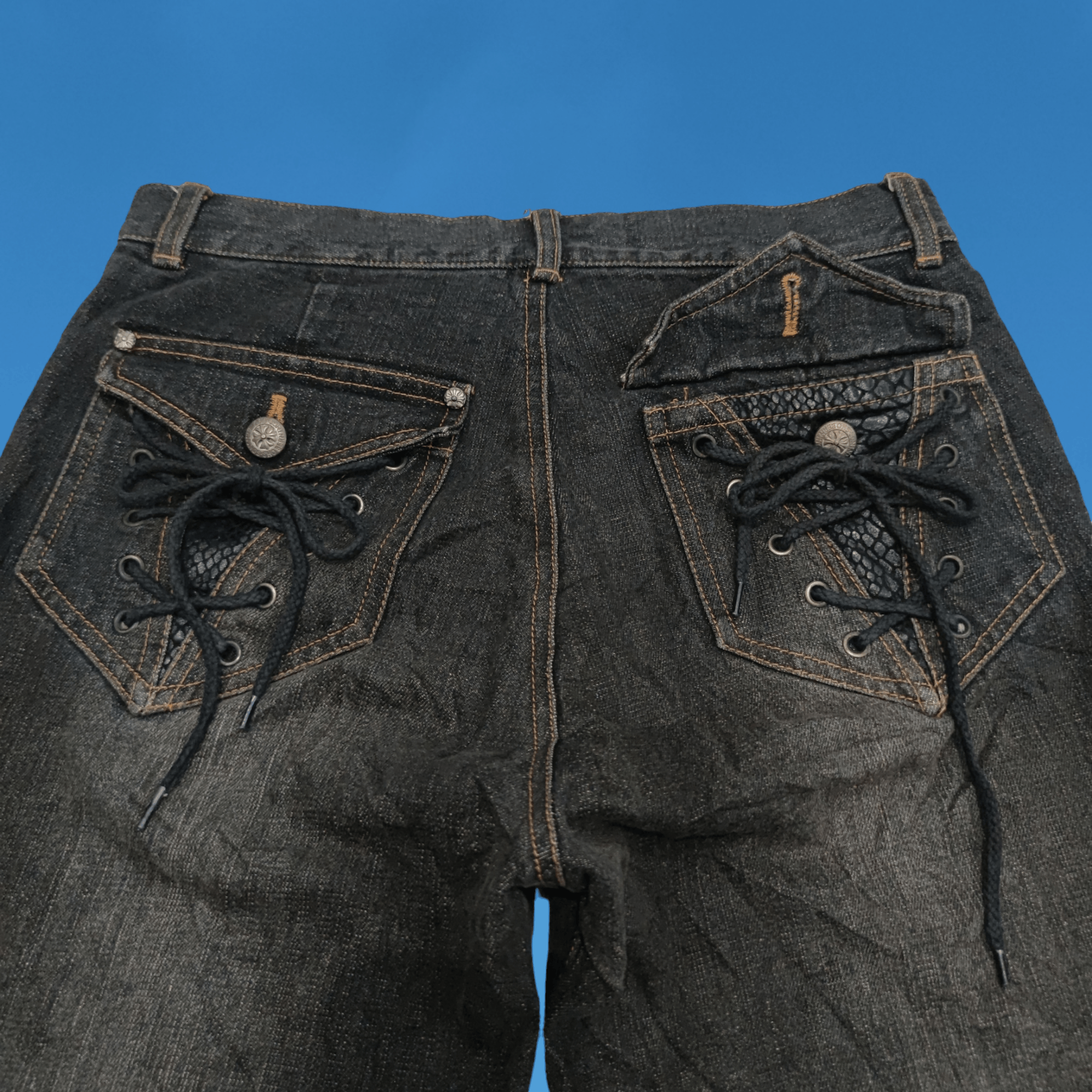 パンツ Bernings Sho lace up damage flared denim Japanese Brand BERNING SHO lace up flare jeans | Grailed