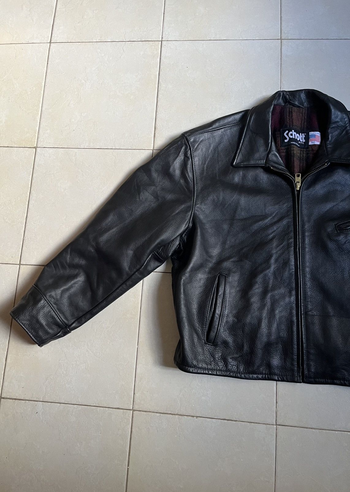 Schott Schott bomber jacket single rider leather jacket sz50, Y2k Size US M / EU 48-50 / 2 - 2 Thumbnail
