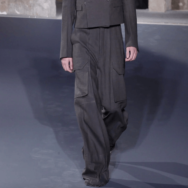 Rick Owens SS17 “WALRUS” Wool-blend Wide Leg Cargo Pants