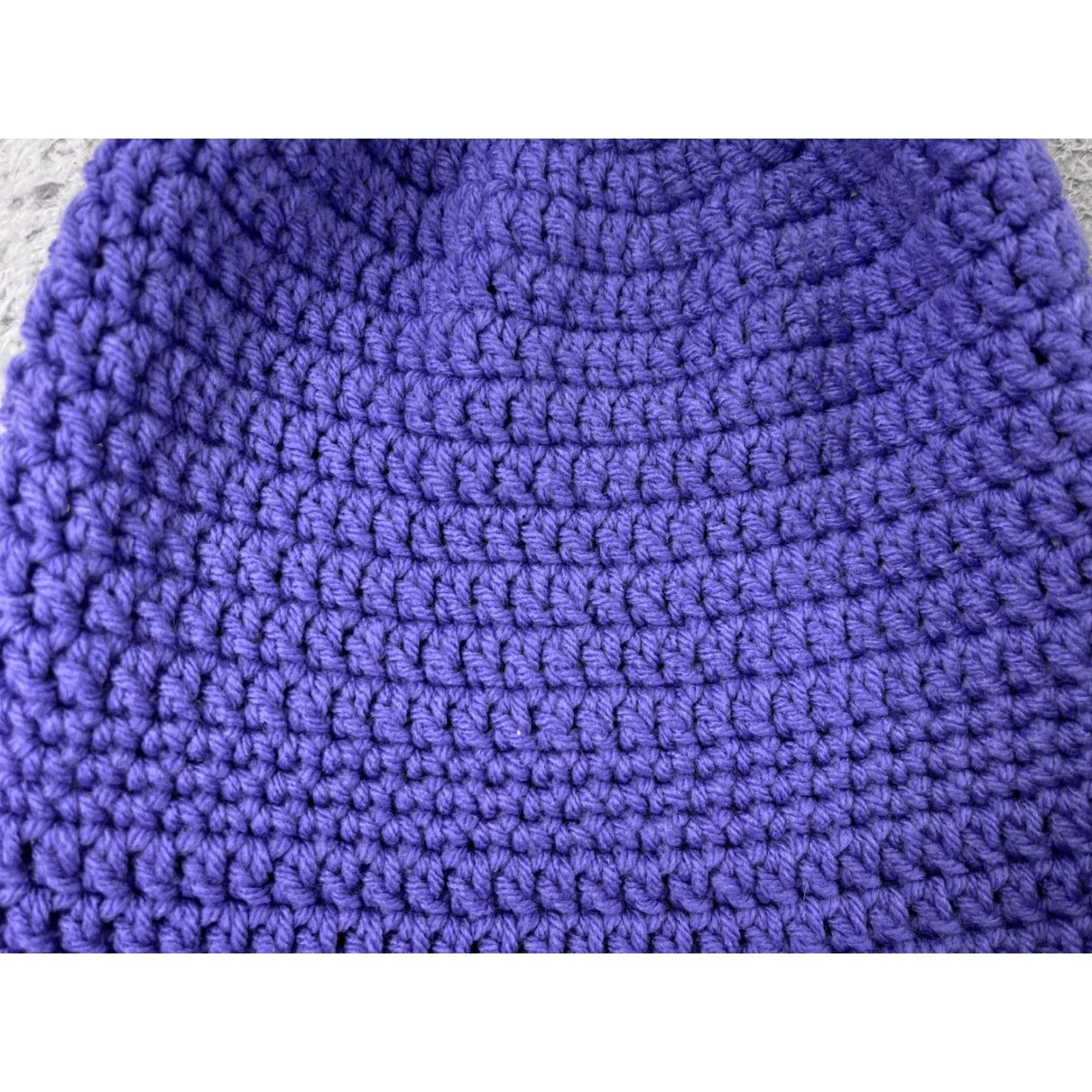 Vintage Handmade Purple Beanie One Size Adult Knit Acrylic Crochet Hat Unisex Adults Beanie Breathable Lightweight Winter Outdoor Ski Casual Travel Size ONE SIZE - 2 Thumbnail