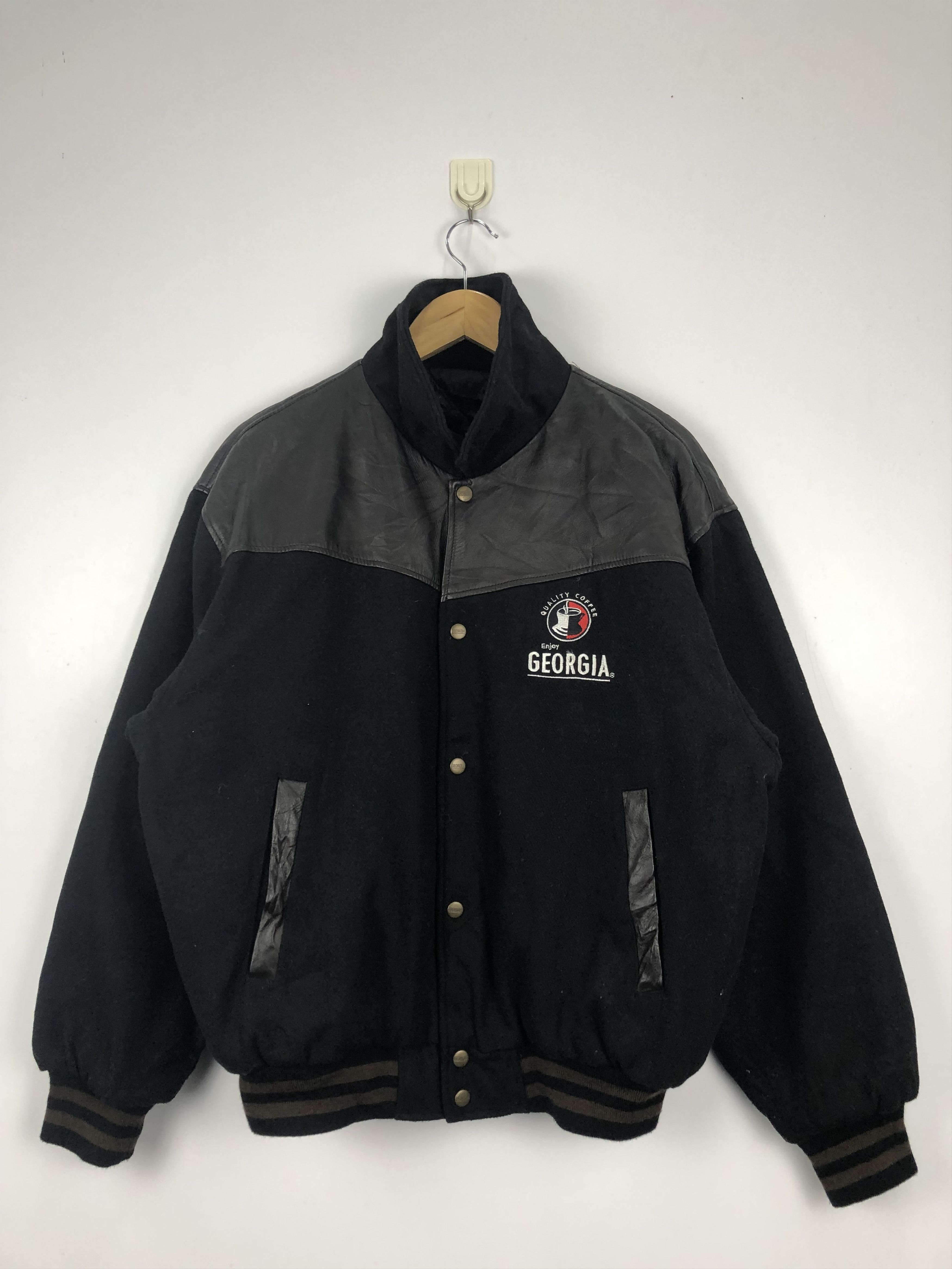 Vintage Vintage Georgia Coffee Wool Leather Varsity Jacket V0326 Size US M / EU 48-50 / 2 - 1 Thumbnail