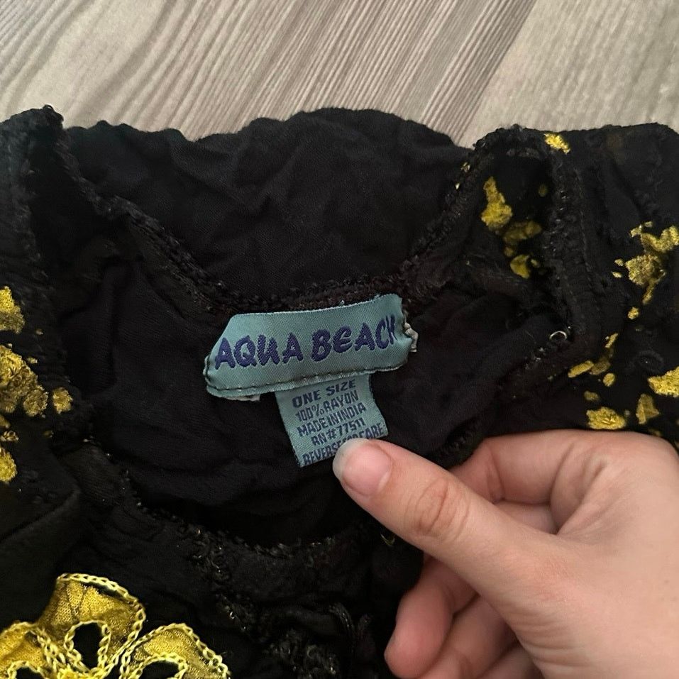 Other aqua beach black yellow floral knit midi dress Size ONE SIZE - 3 Thumbnail
