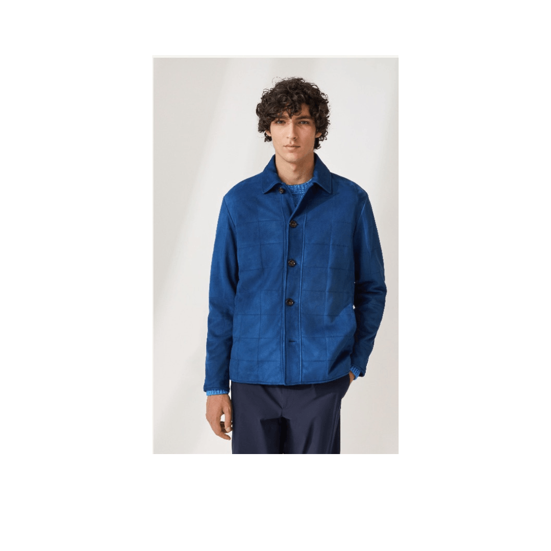 Loro Piana o1srvl11e1224 Quilted Shirt Bomber Jacket in Blue Size US S / EU 44-46 / 1 - 2 Thumbnail