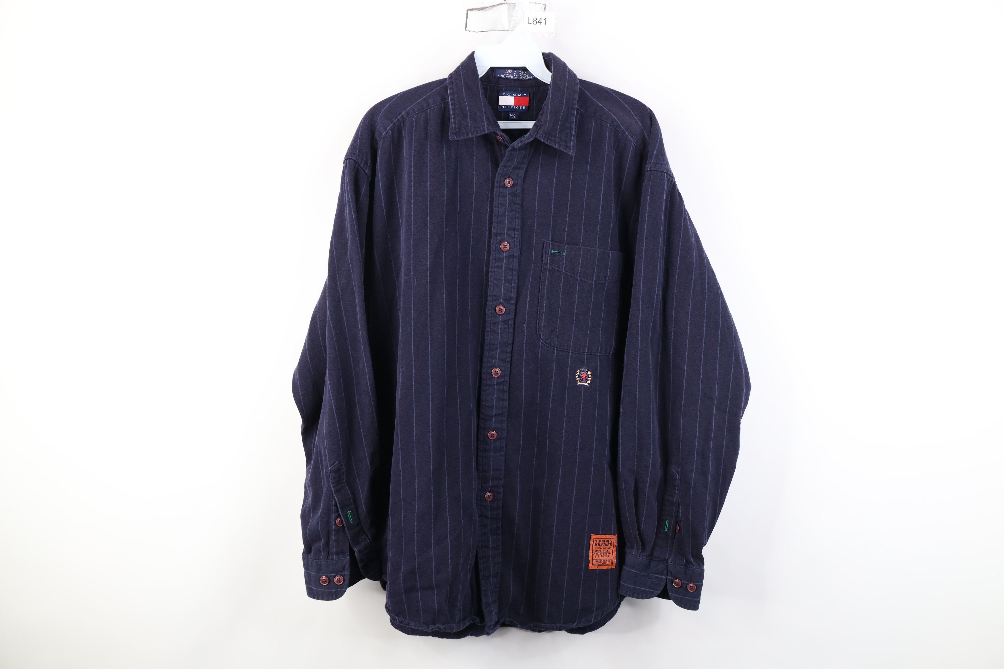 Tommy Hilfiger Vintage 90s Tommy Hilfiger Pinstriped Flannel Button Shirt Size US M / EU 48-50 / 2 - 1 Thumbnail