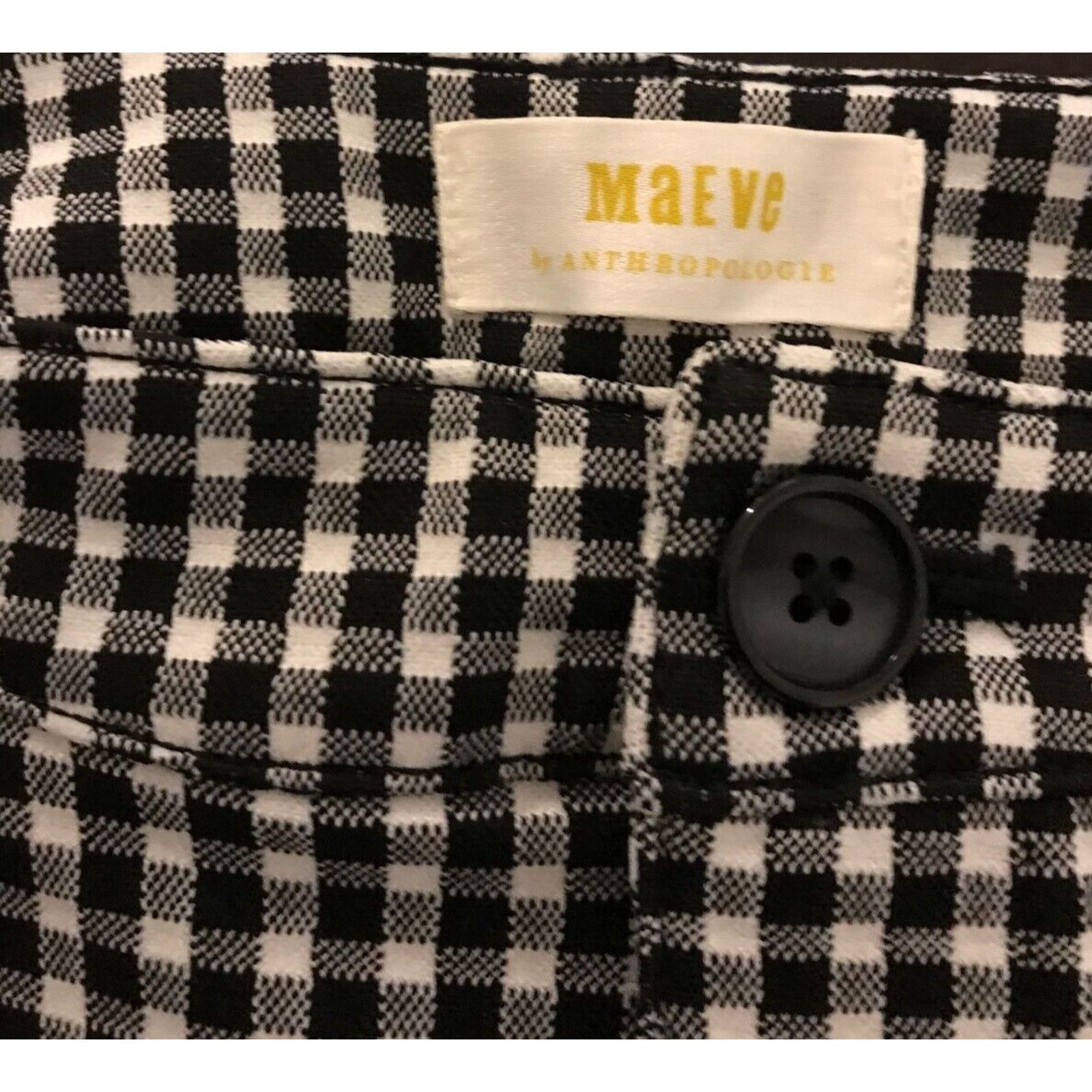 Anthropologie Anthropologie Maeve Black/White Gingham Print Slim Pants Size 32" / US 10 / IT 46 - 3 Thumbnail