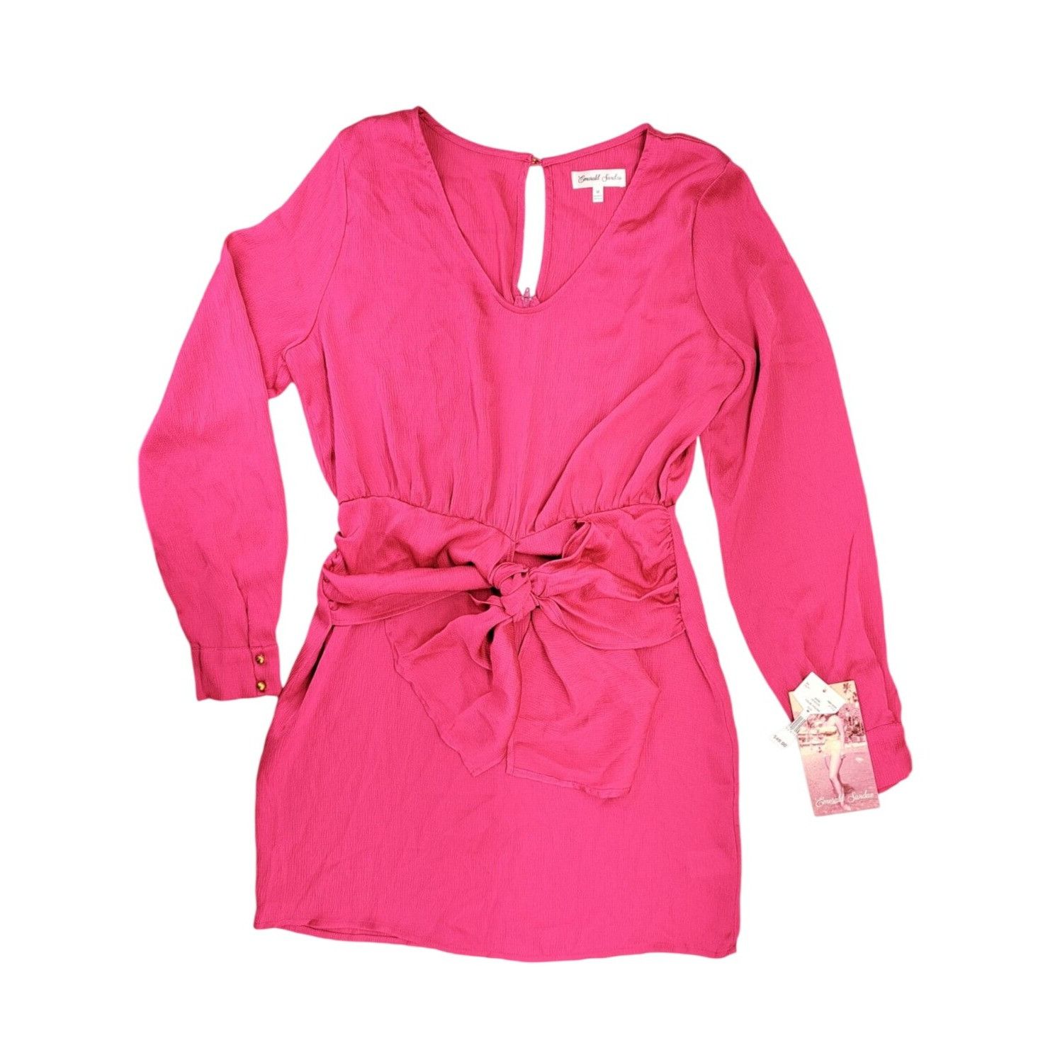 Other Emerald Sundae Pink Long Sleeve Mini Dress With Tie Waist Size M / US 6-8 / IT 42-44 - 1 Thumbnail