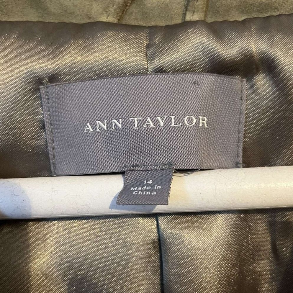 Ann Taylor Ann Taylor Women's Olive Green Suede Leather Blazer - Size L Size L / US 10 / IT 46 - 7 Thumbnail