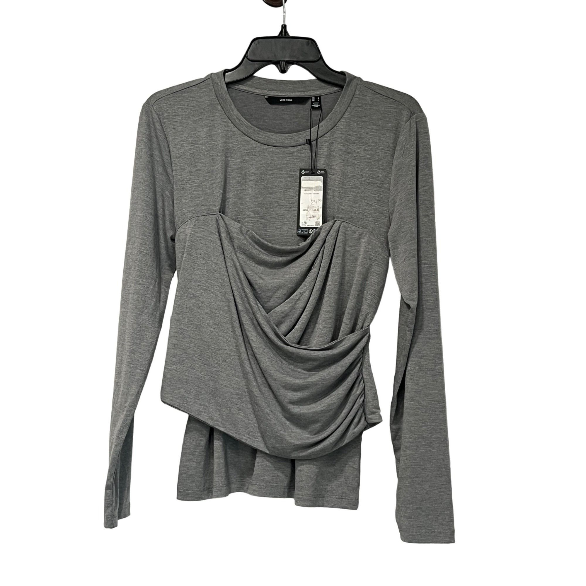 Other Vero Moda Nelly Ruched Knit Top, Heather Gray, Sz. L Size L / US 10 / IT 46 - 10 Thumbnail