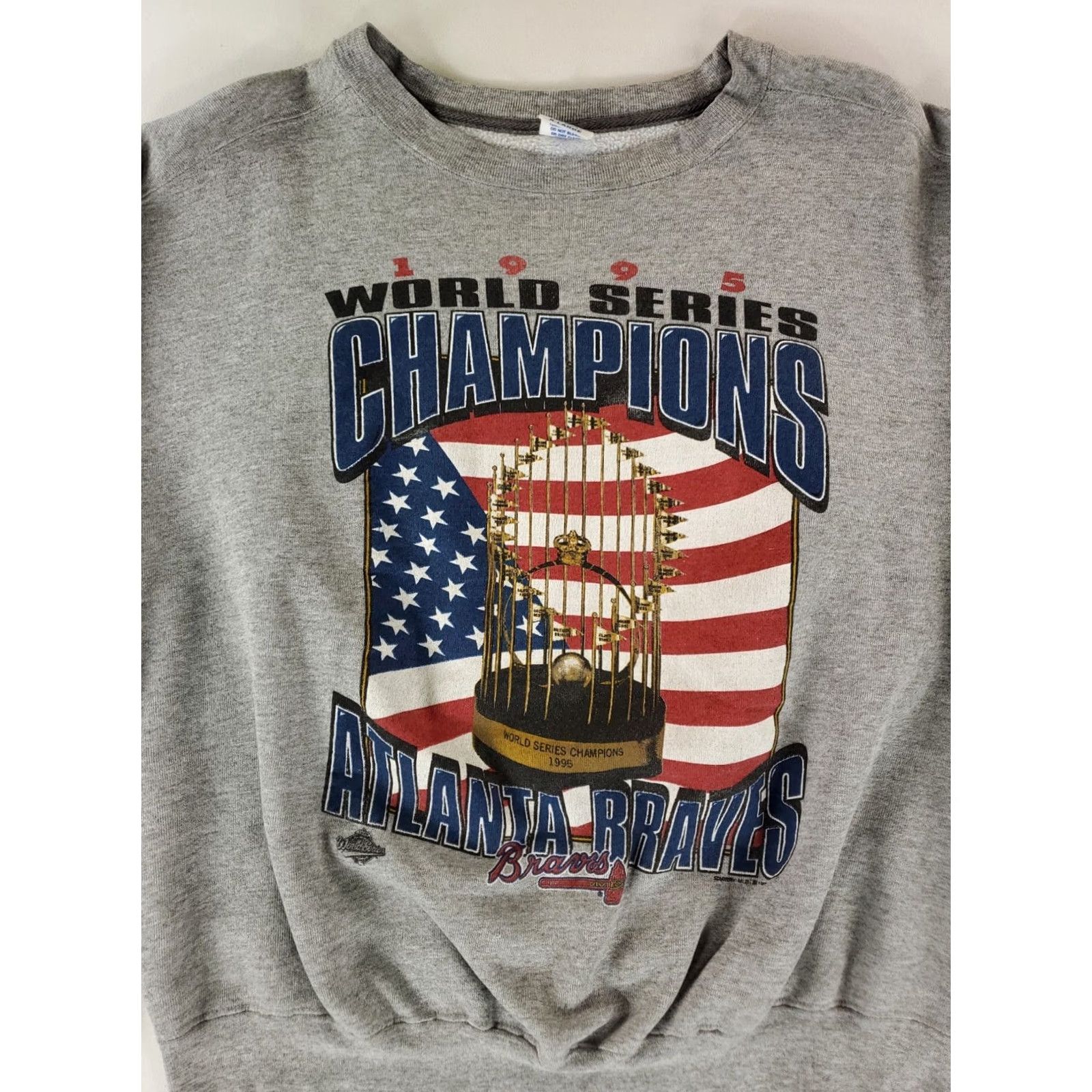 Starter VINTAGE Starter Sweatshirt Atlanta Braves 1995 World Series Made USA Mens XL Gray Pullover Shirt Mens XL Size US XL / EU 56 / 4 - 2 Thumbnail