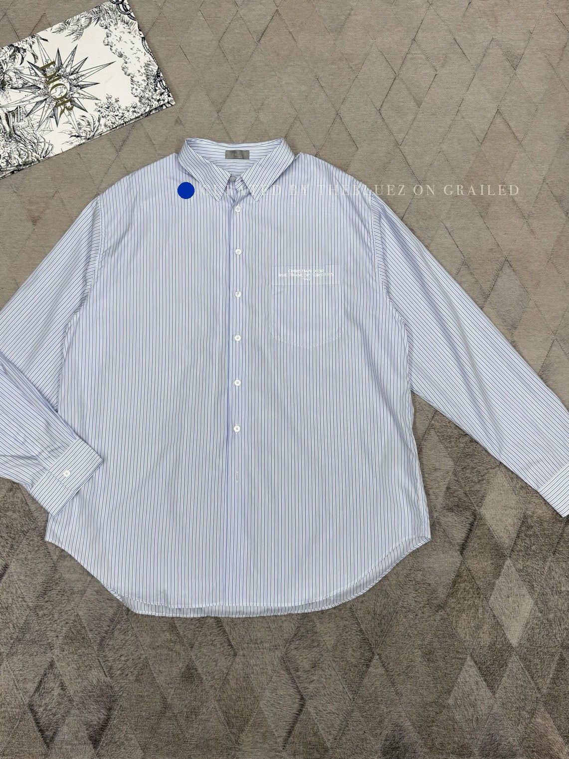 Dior Striped Logo Button Up Shirt in Blue Size US L / EU 52-54 / 3 - 1 Thumbnail