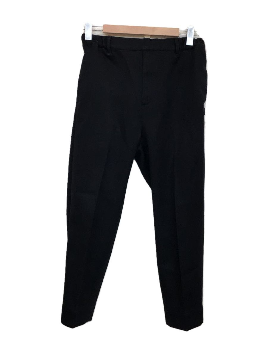 Casual Pants Polyester Plain Waistline Rubber Black