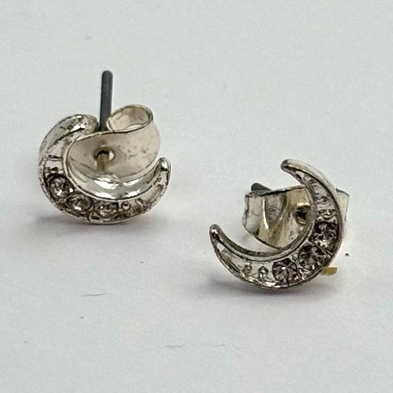 Other Silver Crystal Moon Earrings Size ONE SIZE - 2 Thumbnail