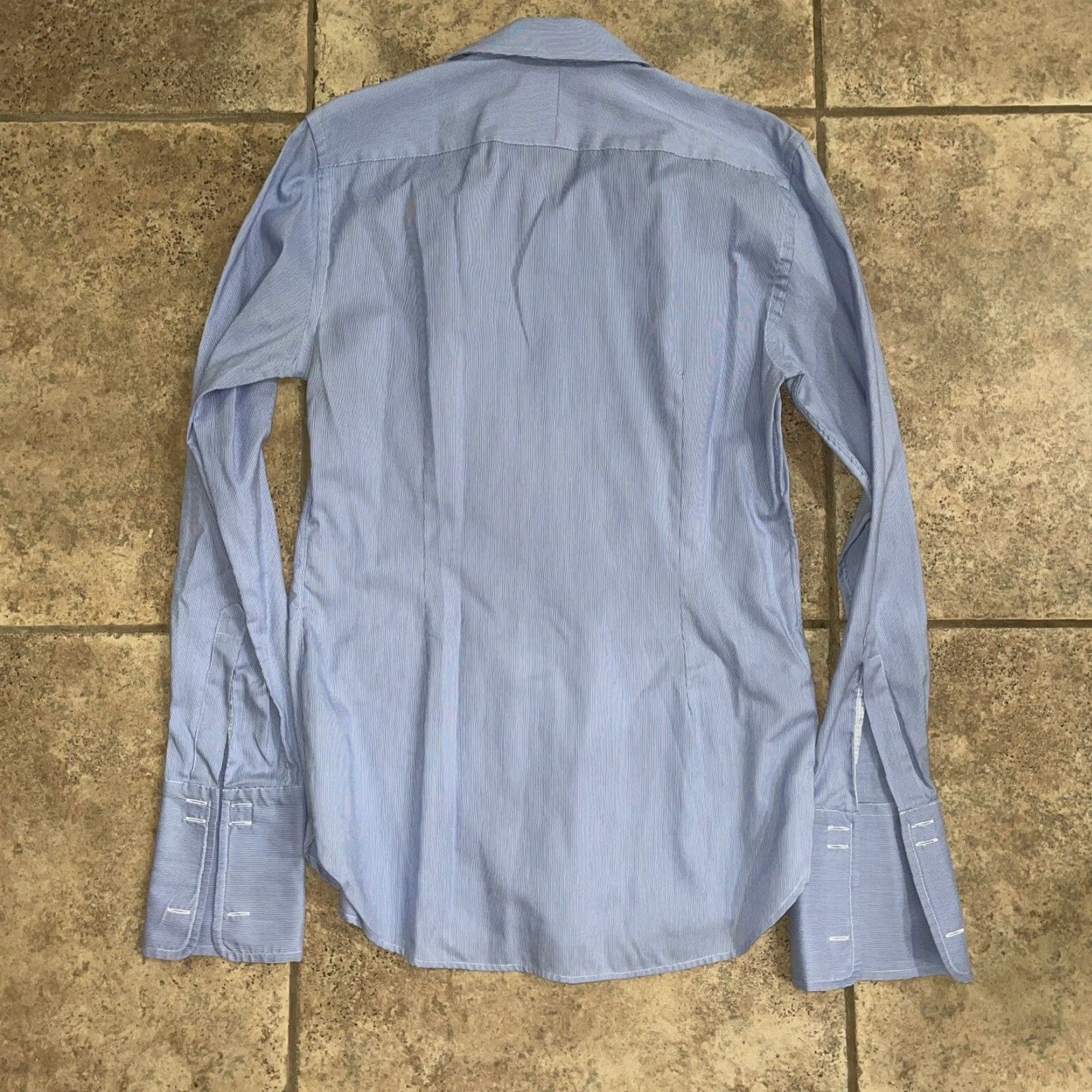 Vintage Sartorial Slim Fit Blue Shirt Mens 15/38 Dress Shirt Regular Slimming Men Blue 100%? Size US M / EU 48-50 / 2 - 4 Thumbnail