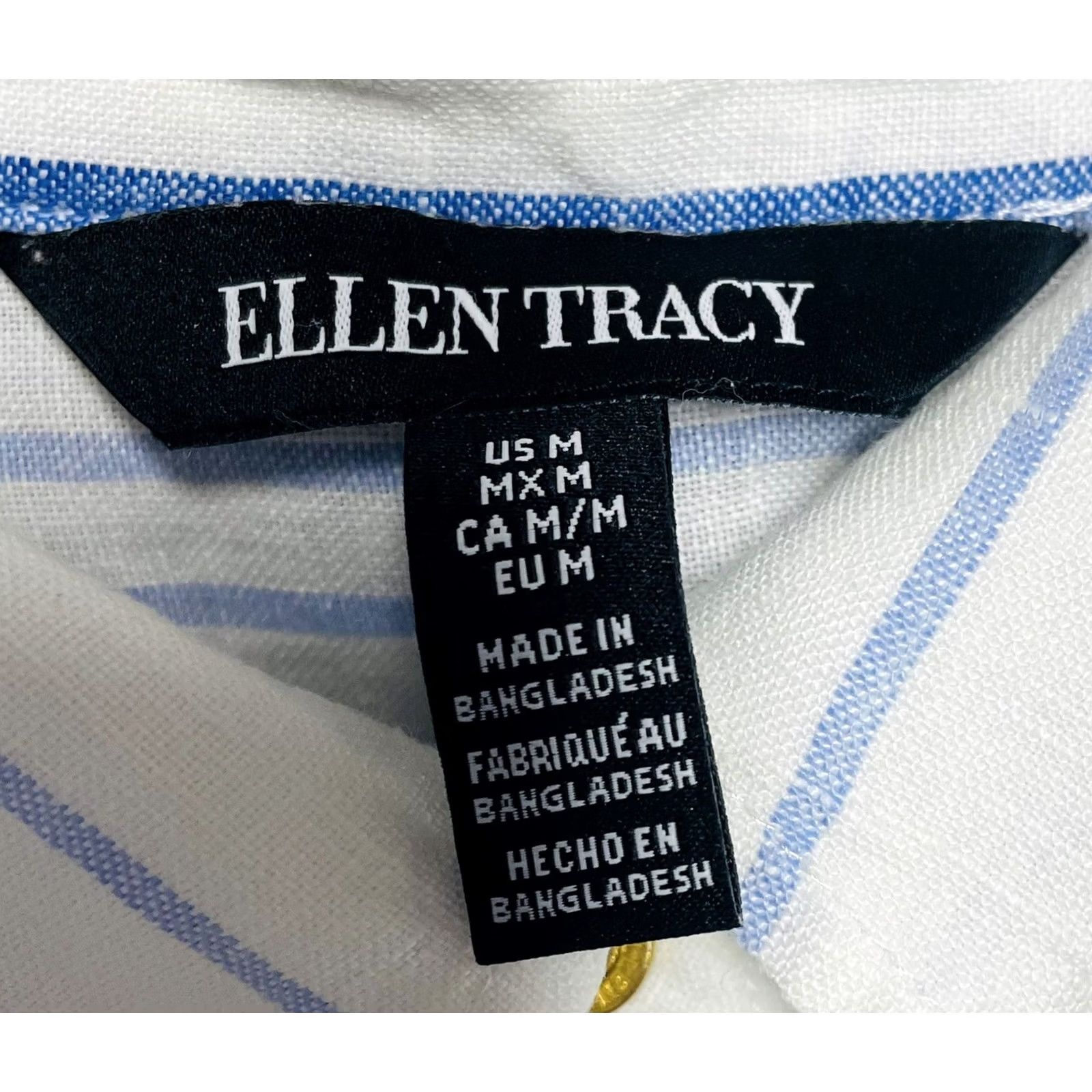 Vintage VINTAGE Ellen Tracy Shirt Womens 3/4 Sleeve Pullover Medium White Blue Green Chambray Buttoned Collar Casual 90s Regular Knit/ Cotton Blend Size M / US 6-8 / IT 42-44 - 7 Thumbnail