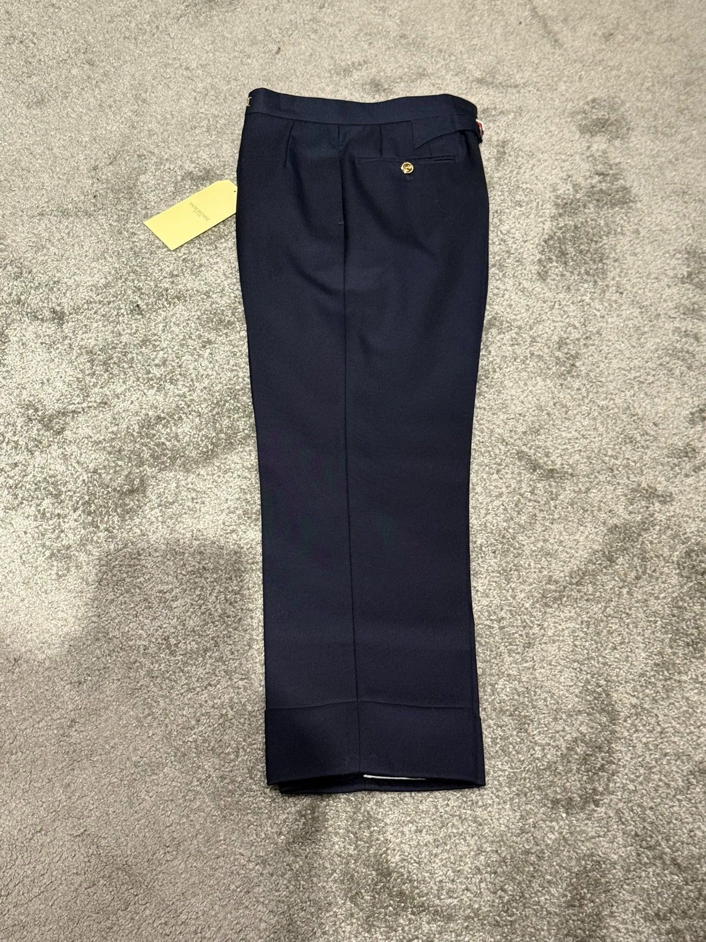 Thom Browne Thom Browne Women's Navy Gold Button Wool Trousers 38 Size 26" / US 2 / IT 38 - 3 Thumbnail