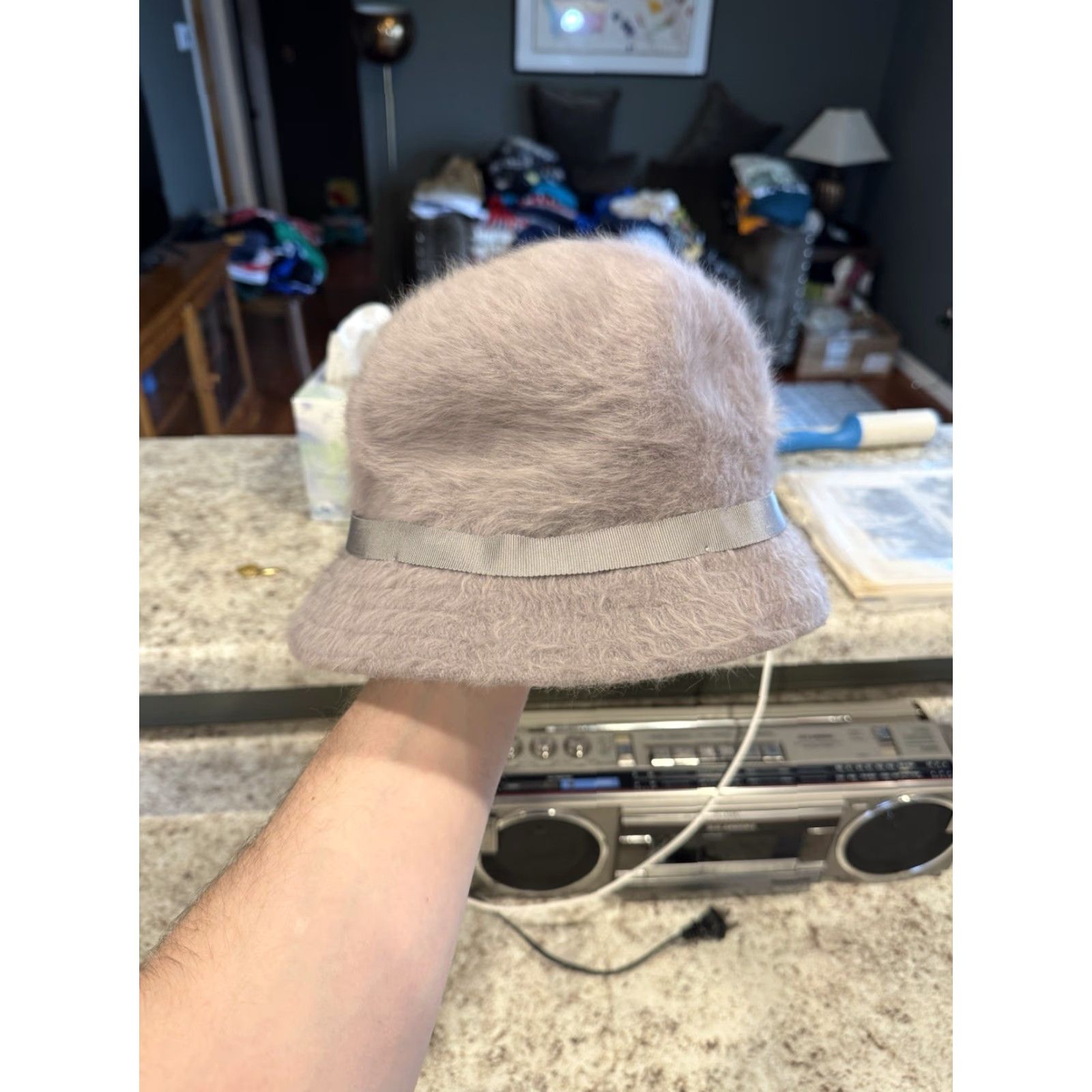 Kangol VINTAGE Kangol Bucket Hat S/M Purple Angora Rabbit Fur 1960s England Kangol Hip Hop Unisex Small Medium Size ONE SIZE - 2 Thumbnail