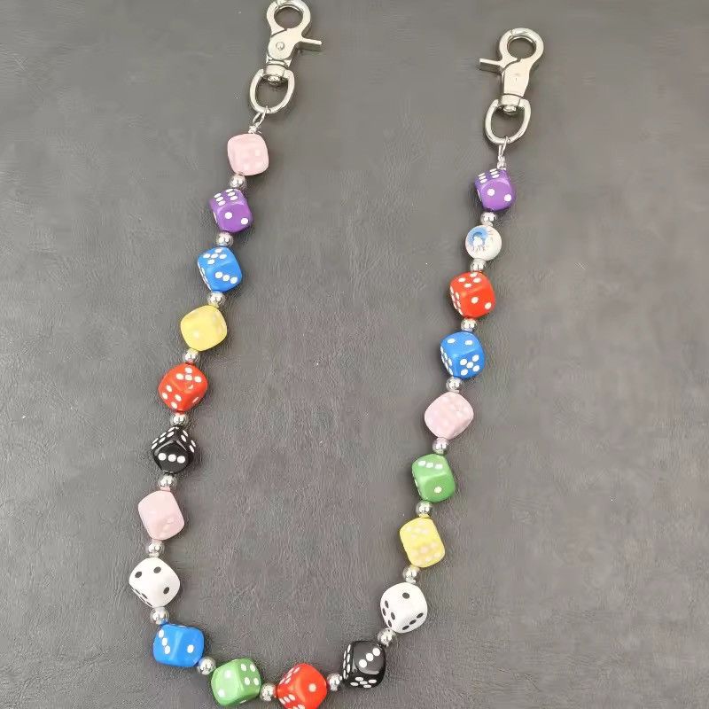 Jewelry Punk Dice Pants Chain Streetwear Multicolored Y2k Size ONE SIZE - 3 Thumbnail