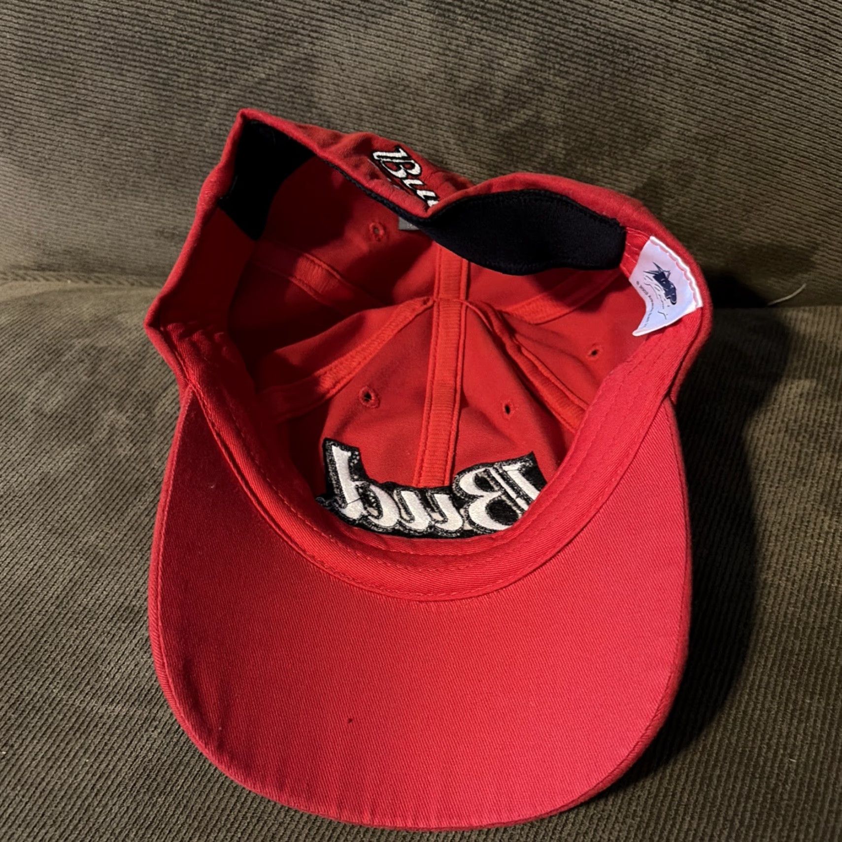 Budweiser VINTAGE Bud Racing NASCAR Flames Flex Fit Hat Medium - Large Y2K Size ONE SIZE - 5 Thumbnail