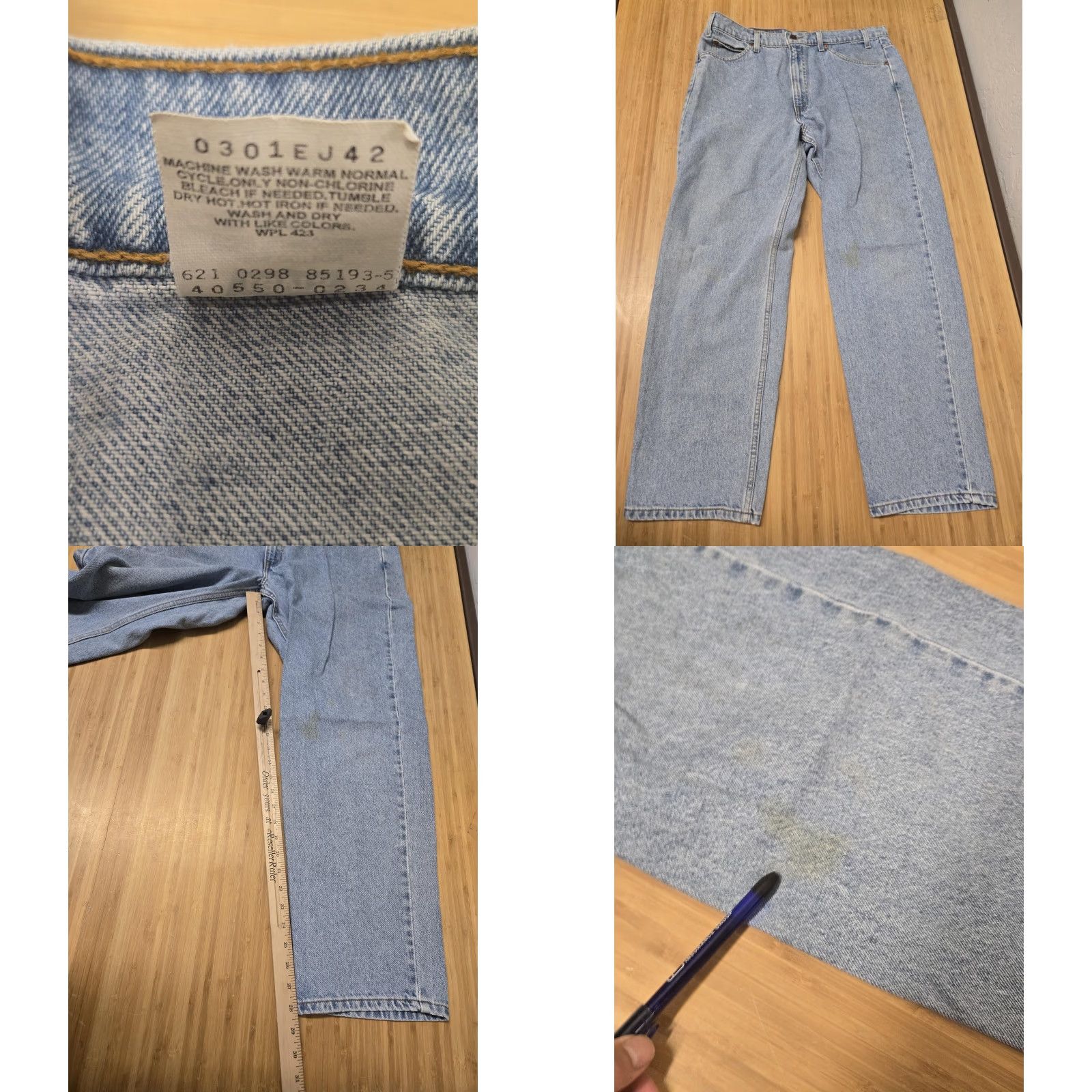 Levi's VINTAGE Levi's 550 Jeans Mens 38x30 Light Blue Relaxed Tapered Fit Denim Leather Back Patch Zip Fly Pants Mens Size US 38 / EU 54 - 8 Thumbnail