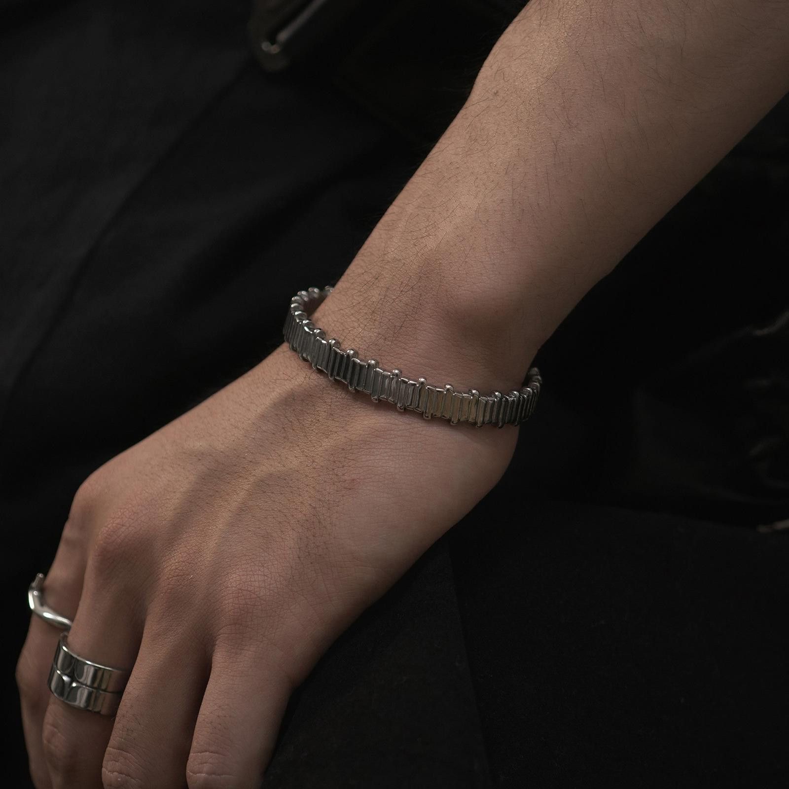 Jewelry Broken Silver Cuff – Wide Cold Wind Bracelet, Unisex Size ONE SIZE - 4 Thumbnail